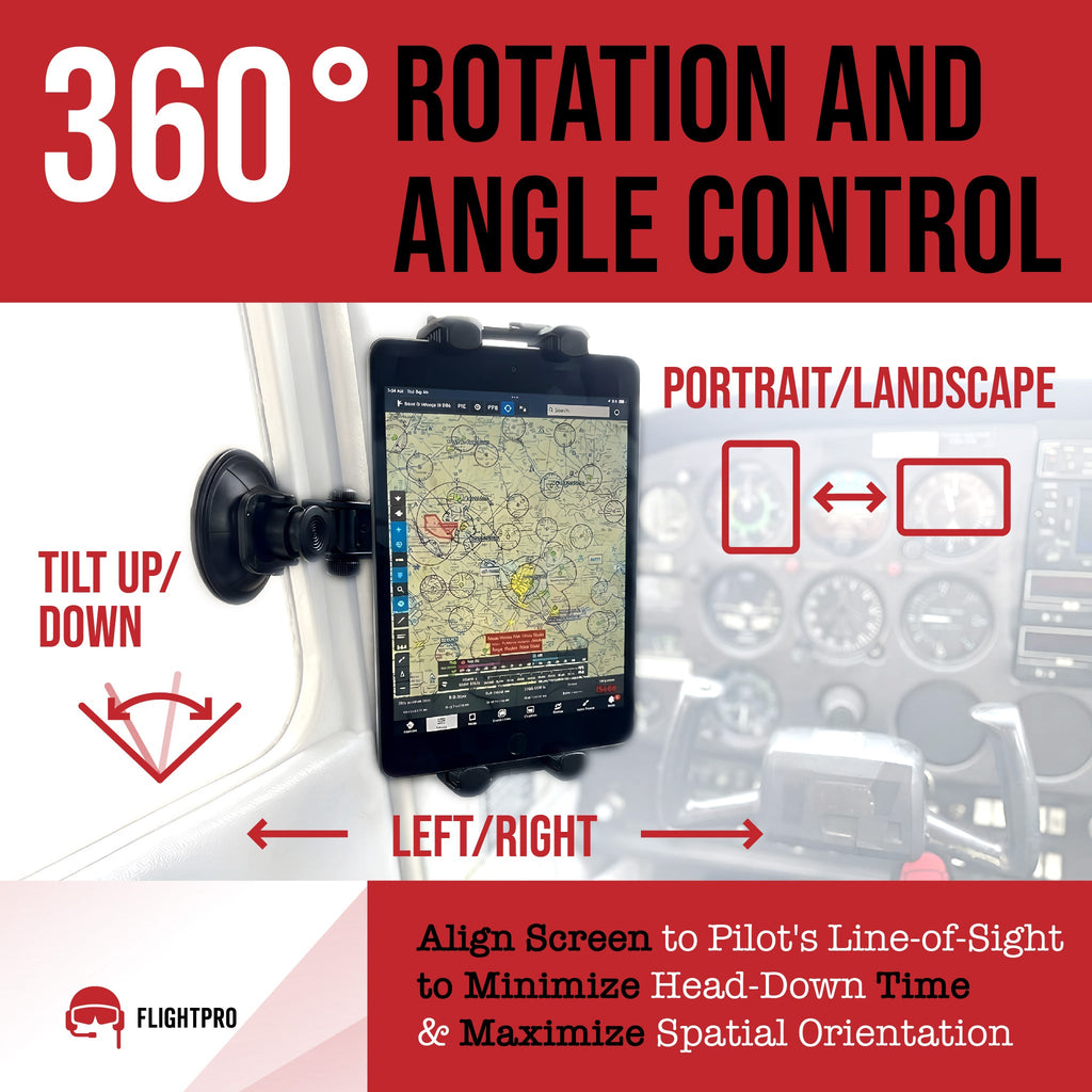 ProAviator Cockpit Suction Cup Mount | Curved Multi-Angle iPad & Phone Holder
