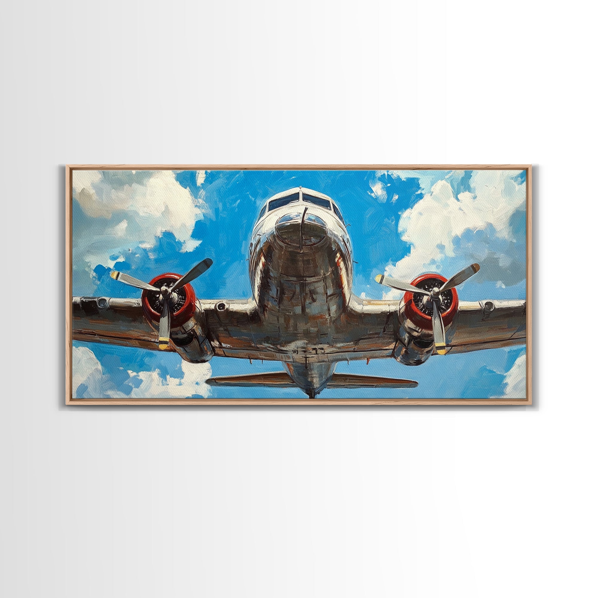 Vintage Airplane Oil Painting Canvas Print - Office Wall Art - Man Cave Art - Dad Gift - Gift For Him - Retired Pilot Gift - Pilot Home Decor