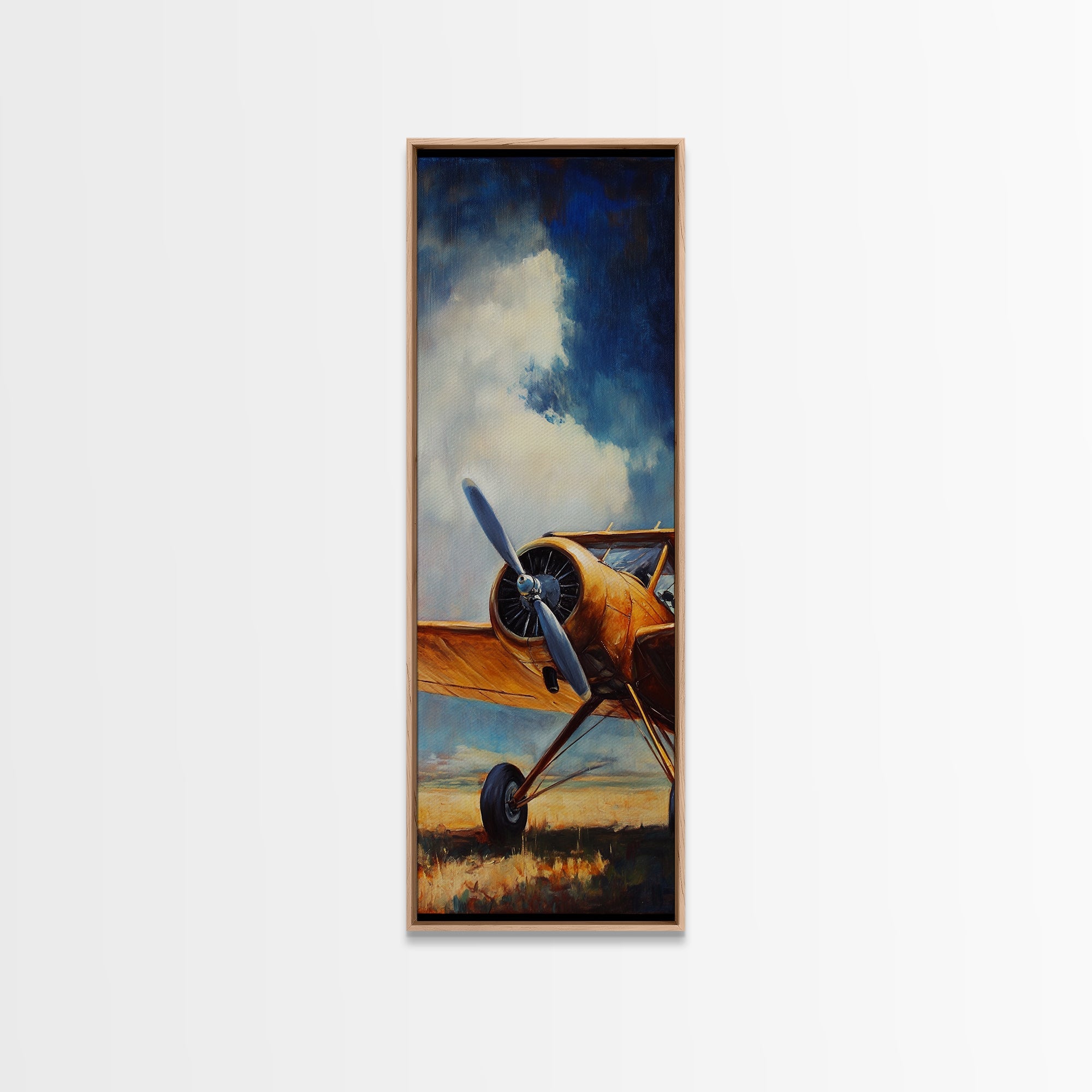 Vintage Yellow Airplane Canvas Print Airplane Painting Nautical Decor Coastal Wall Art Gift Idea Aviation Enthusiasts
