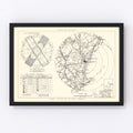 Vintage Map of the Portsmouth Municipal Airport Vicinity, 1951