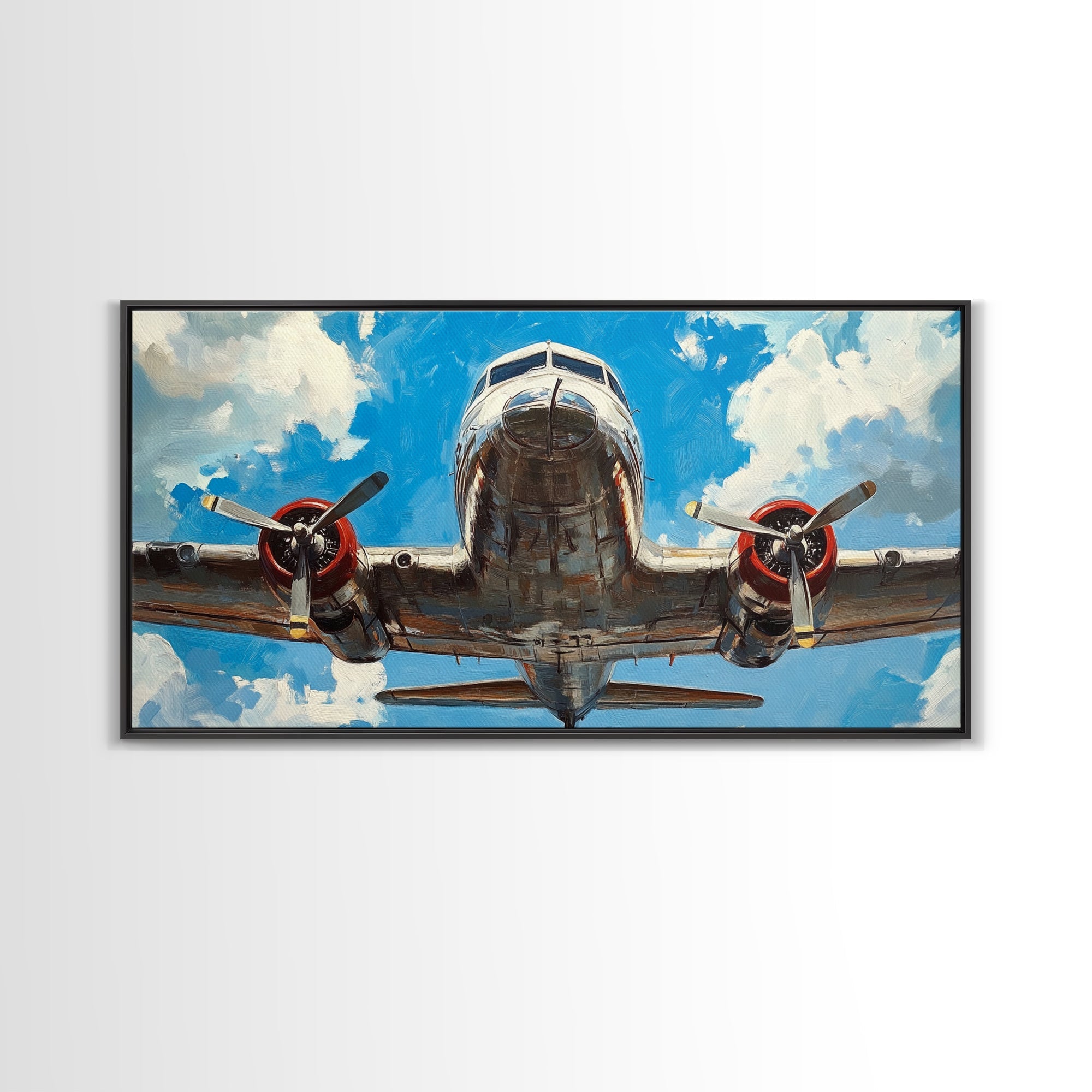 Vintage Airplane Oil Painting Canvas Print - Office Wall Art - Man Cave Art - Dad Gift - Gift For Him - Retired Pilot Gift - Pilot Home Decor