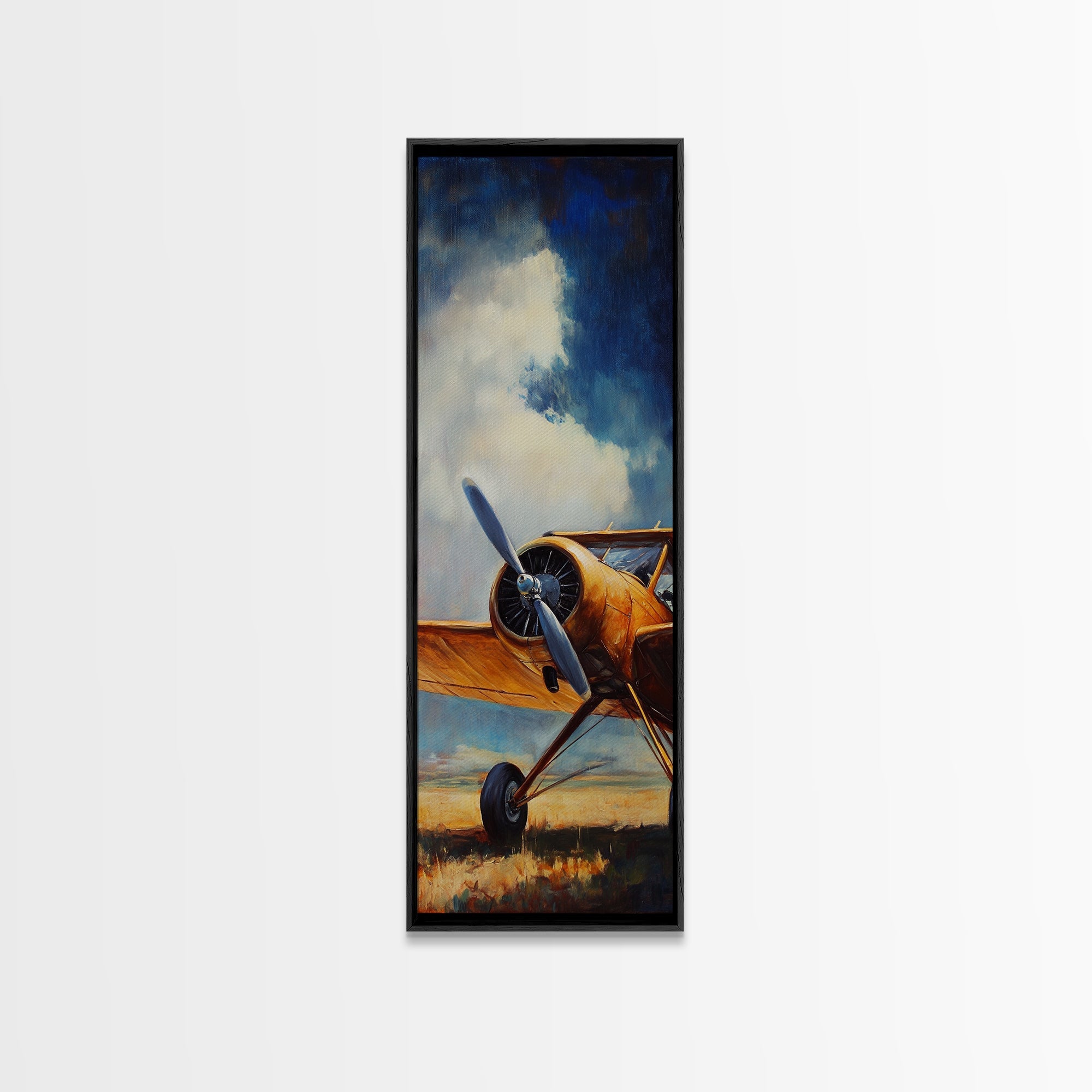 Vintage Yellow Airplane Canvas Print Airplane Painting Nautical Decor Coastal Wall Art Gift Idea Aviation Enthusiasts