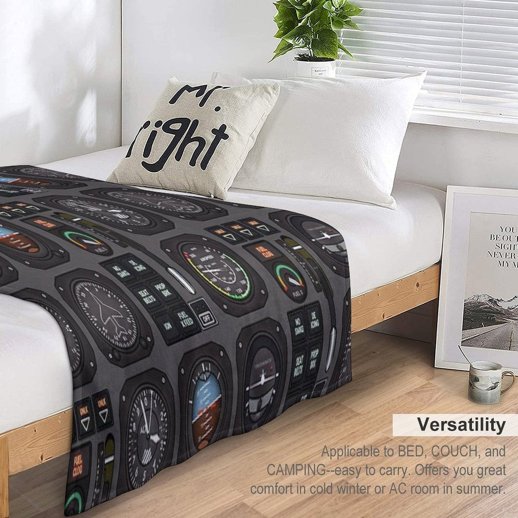 Pilot Flight Instruments Throw Blanket