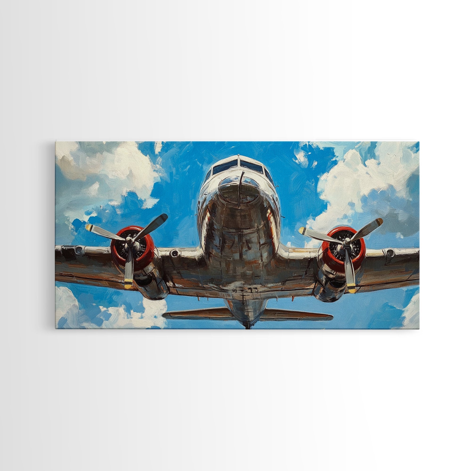 Vintage Airplane Oil Painting Canvas Print - Office Wall Art - Man Cave Art - Dad Gift - Gift For Him - Retired Pilot Gift - Pilot Home Decor