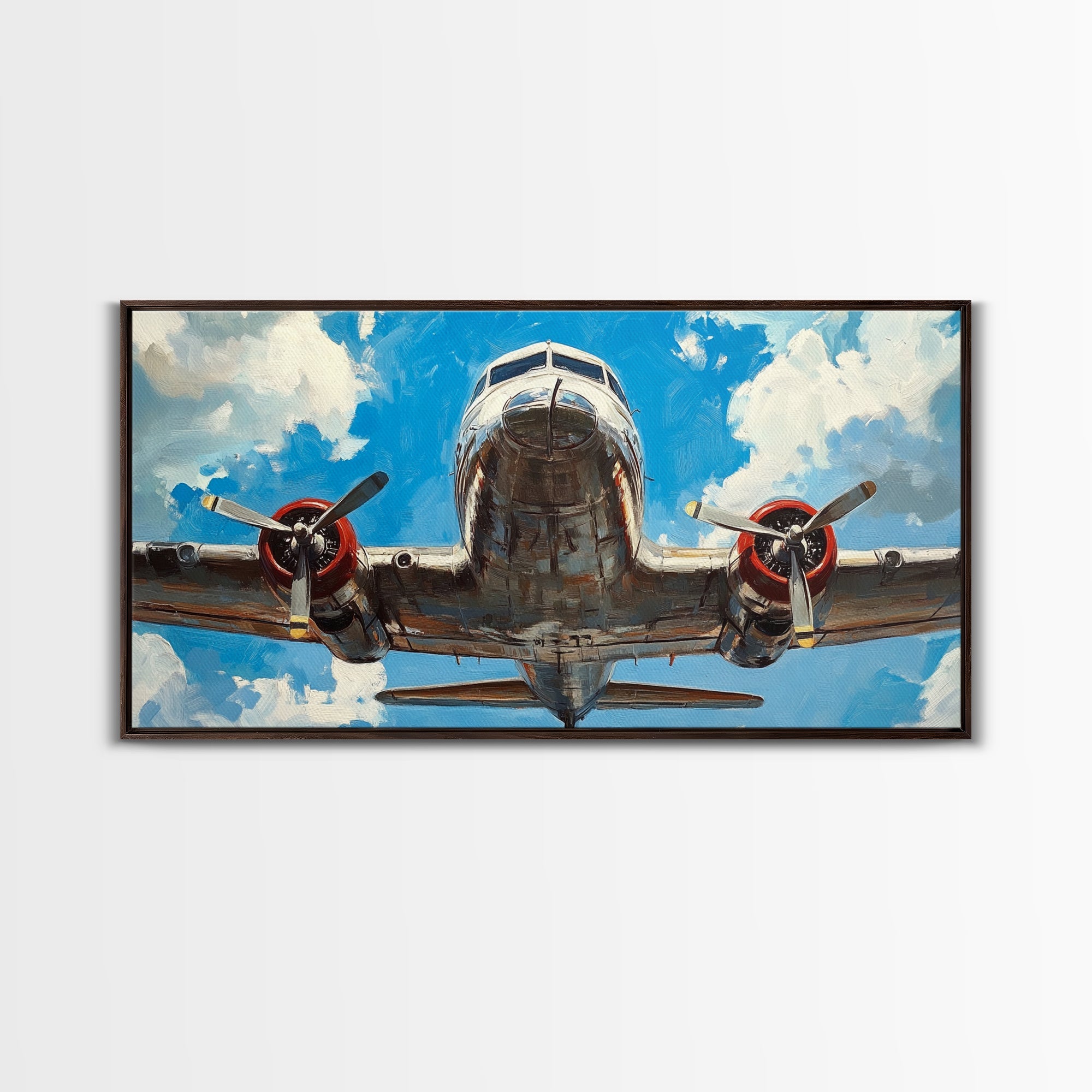 Vintage Airplane Oil Painting Canvas Print - Office Wall Art - Man Cave Art - Dad Gift - Gift For Him - Retired Pilot Gift - Pilot Home Decor
