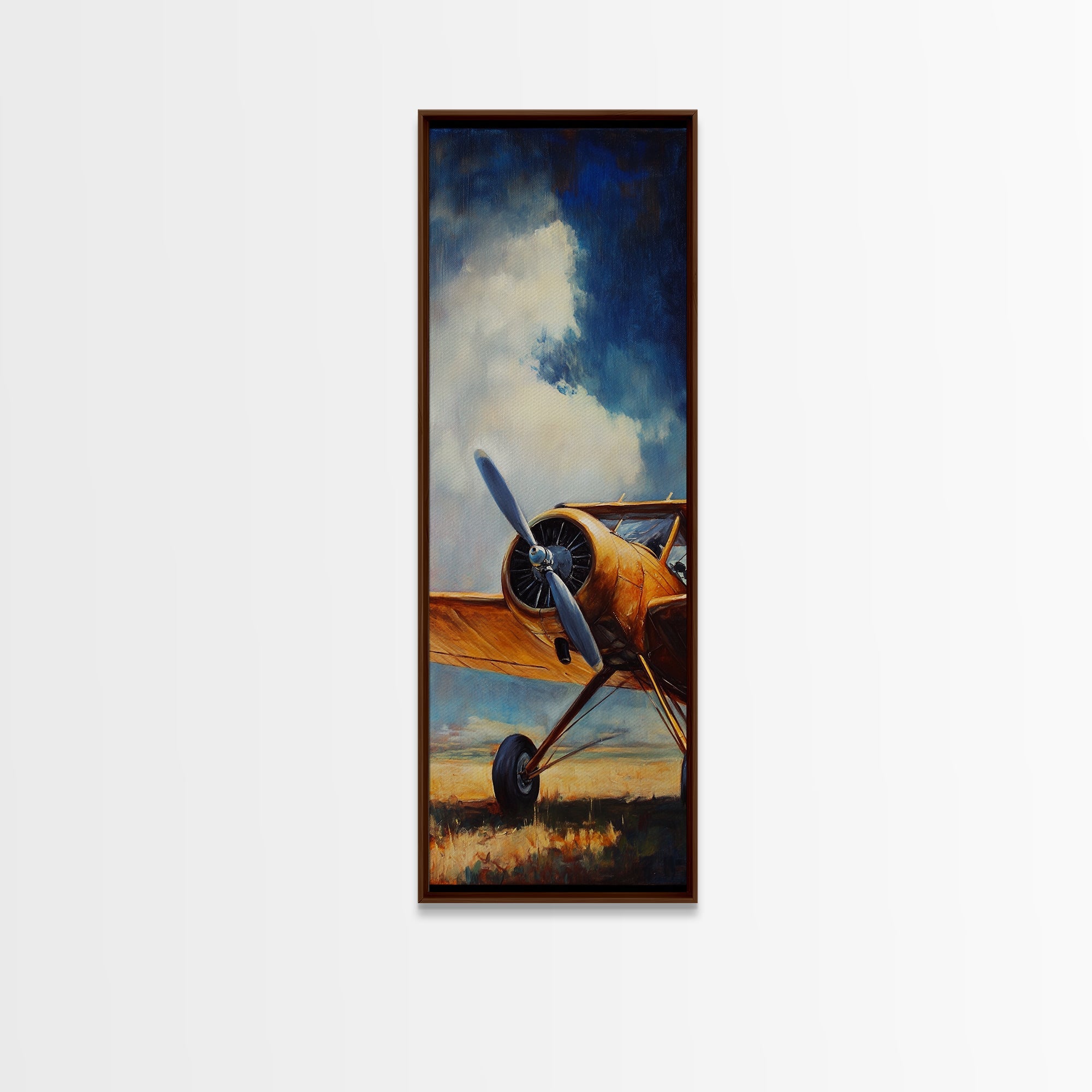 Vintage Yellow Airplane Canvas Print Airplane Painting Nautical Decor Coastal Wall Art Gift Idea Aviation Enthusiasts