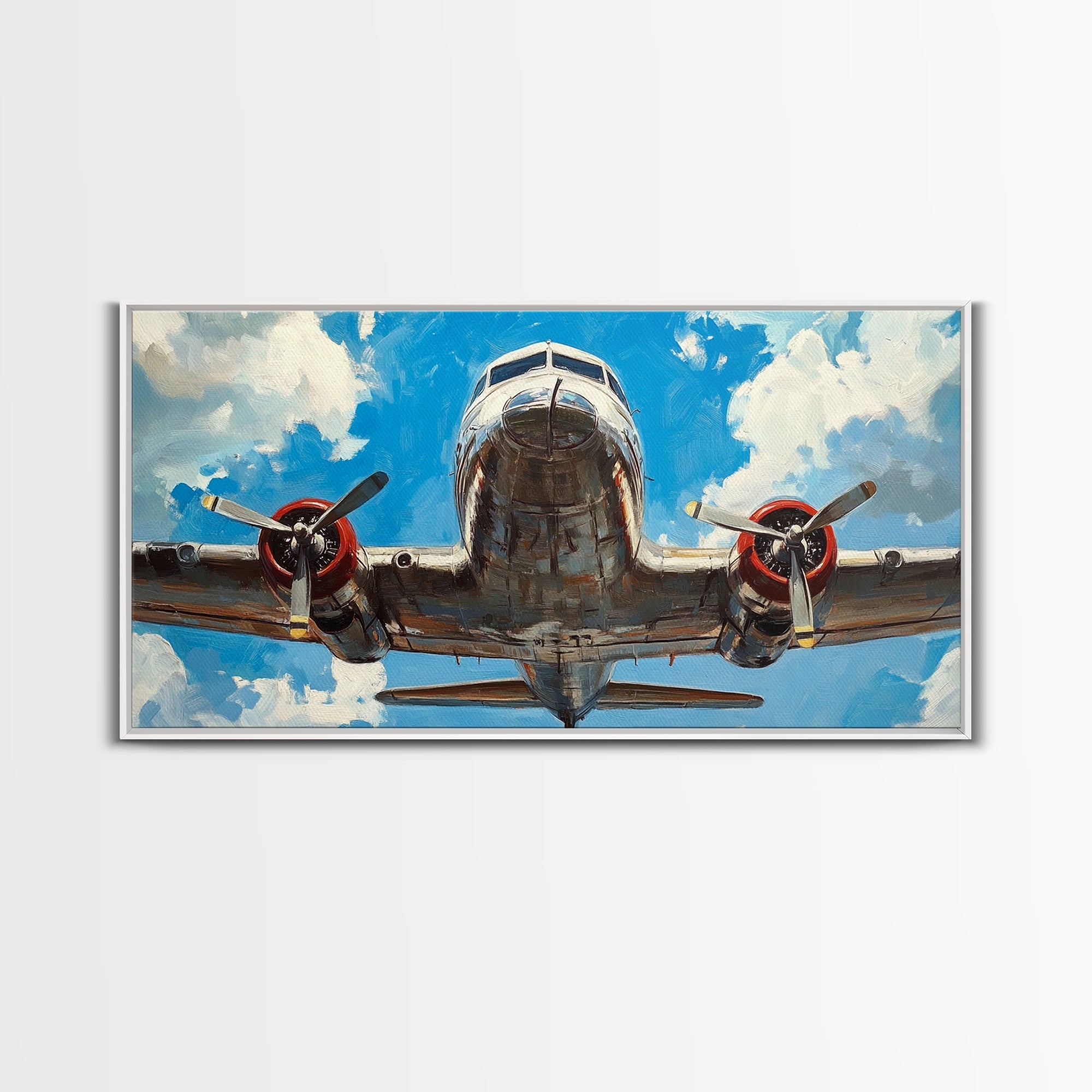 Vintage Airplane Oil Painting Canvas Print - Office Wall Art - Man Cave Art - Dad Gift - Gift For Him - Retired Pilot Gift - Pilot Home Decor