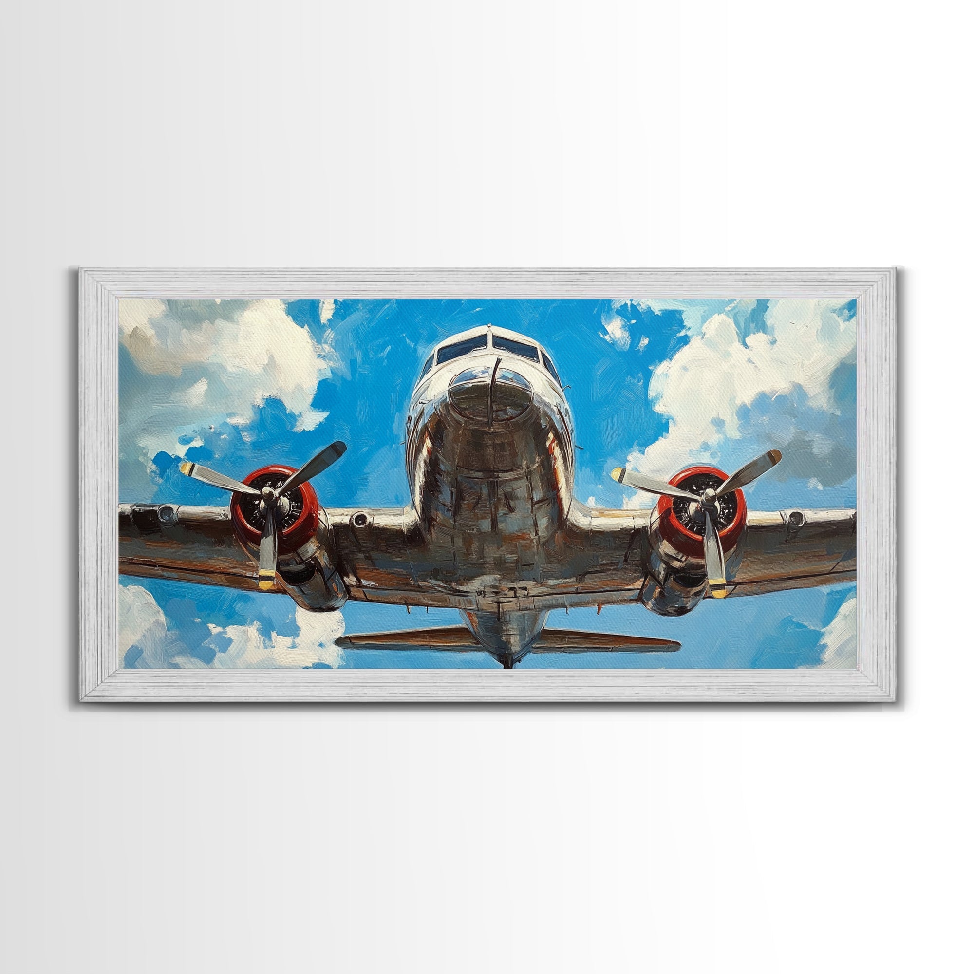 Vintage Airplane Oil Painting Canvas Print - Office Wall Art - Man Cave Art - Dad Gift - Gift For Him - Retired Pilot Gift - Pilot Home Decor