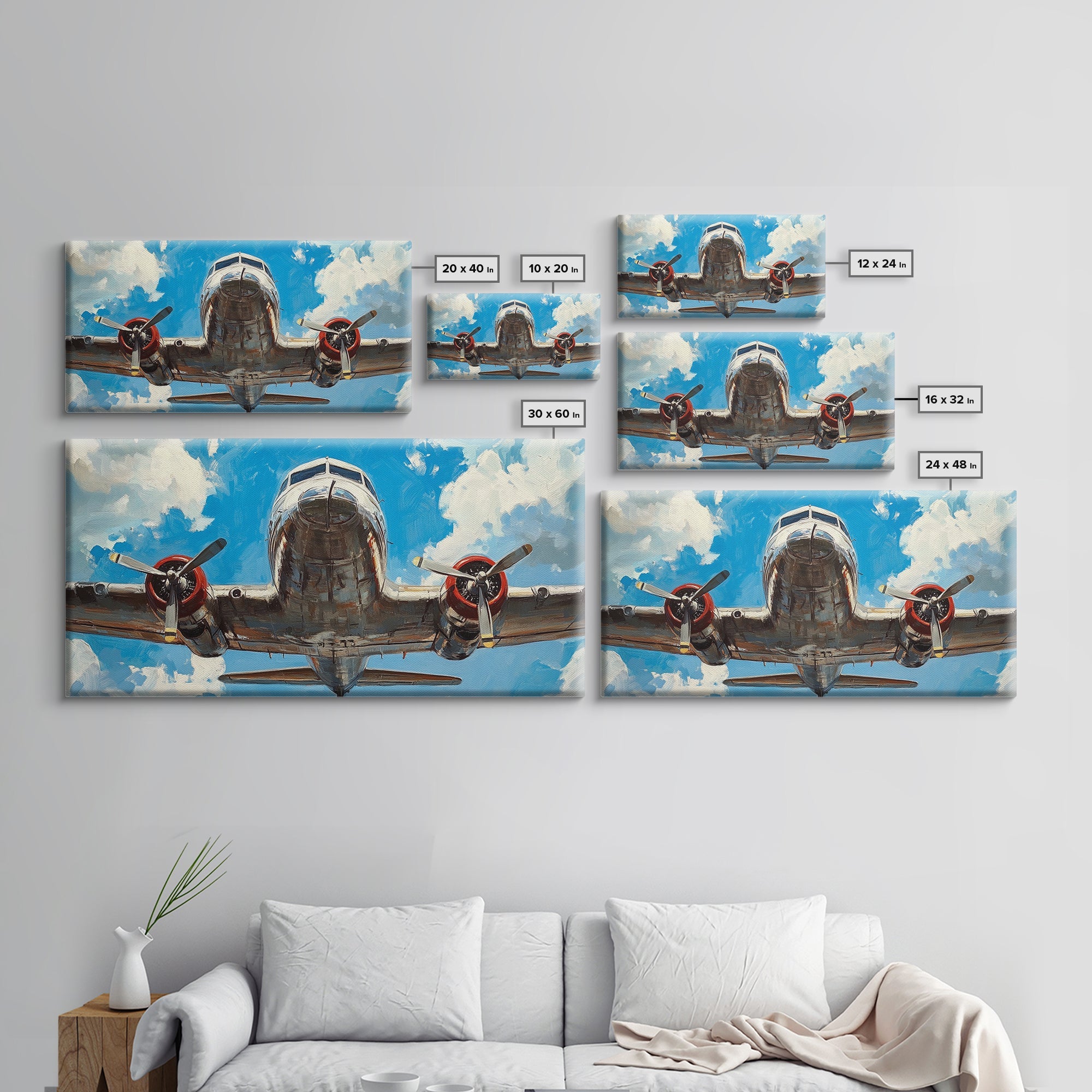 Vintage Airplane Oil Painting Canvas Print - Office Wall Art - Man Cave Art - Dad Gift - Gift For Him - Retired Pilot Gift - Pilot Home Decor