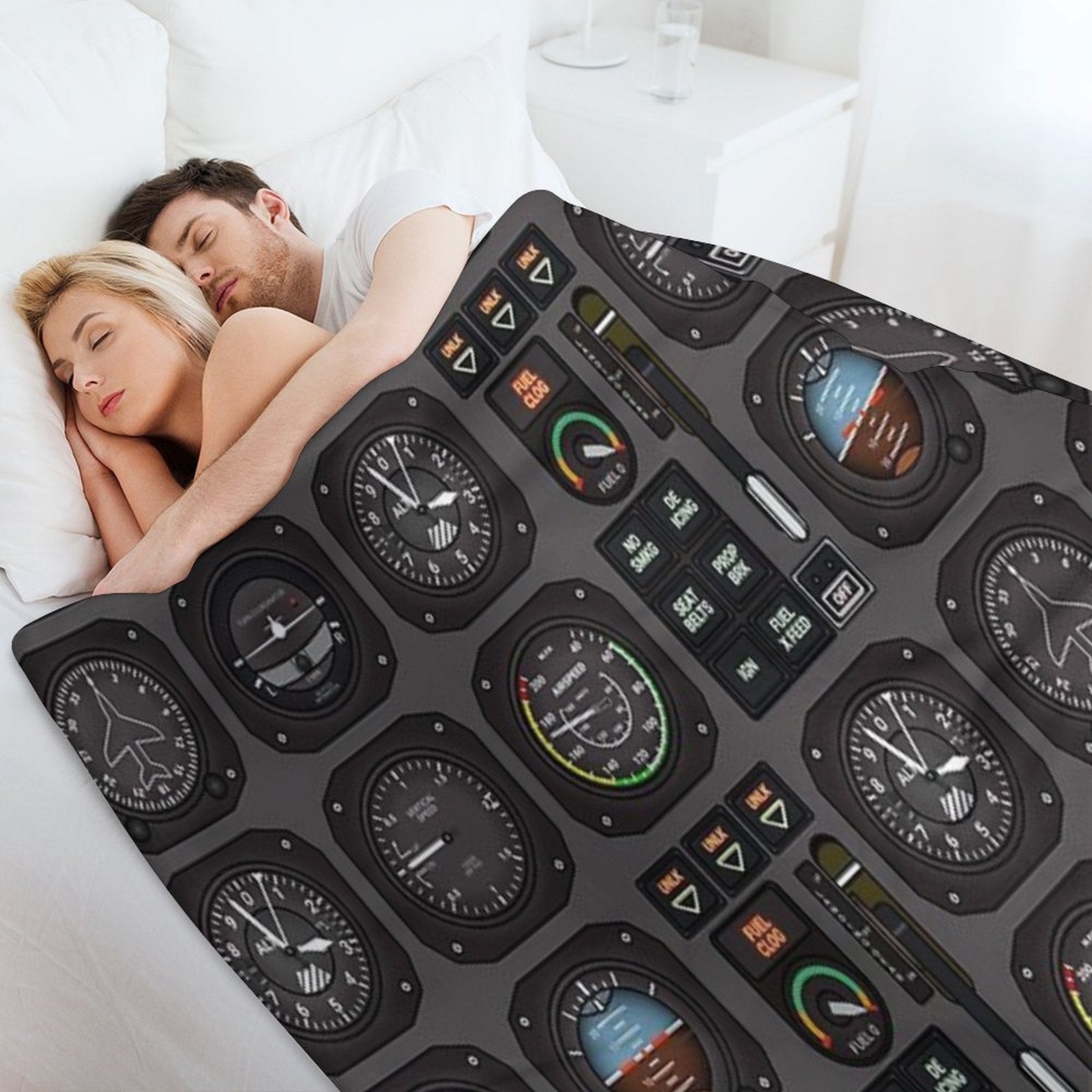 Pilot Flight Instruments Throw Blanket