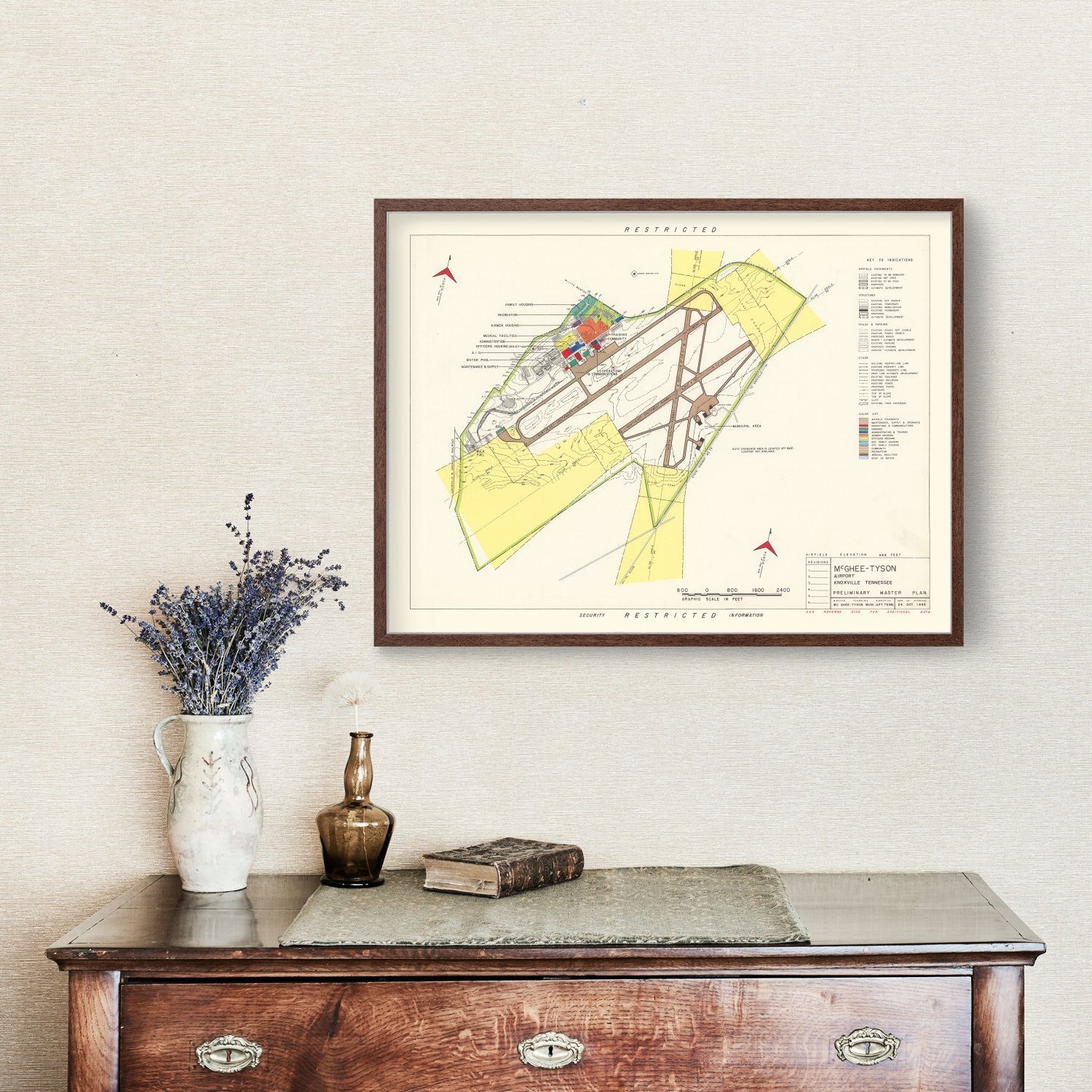 Vintage Map of McGhee-Tyson Airport, 1952