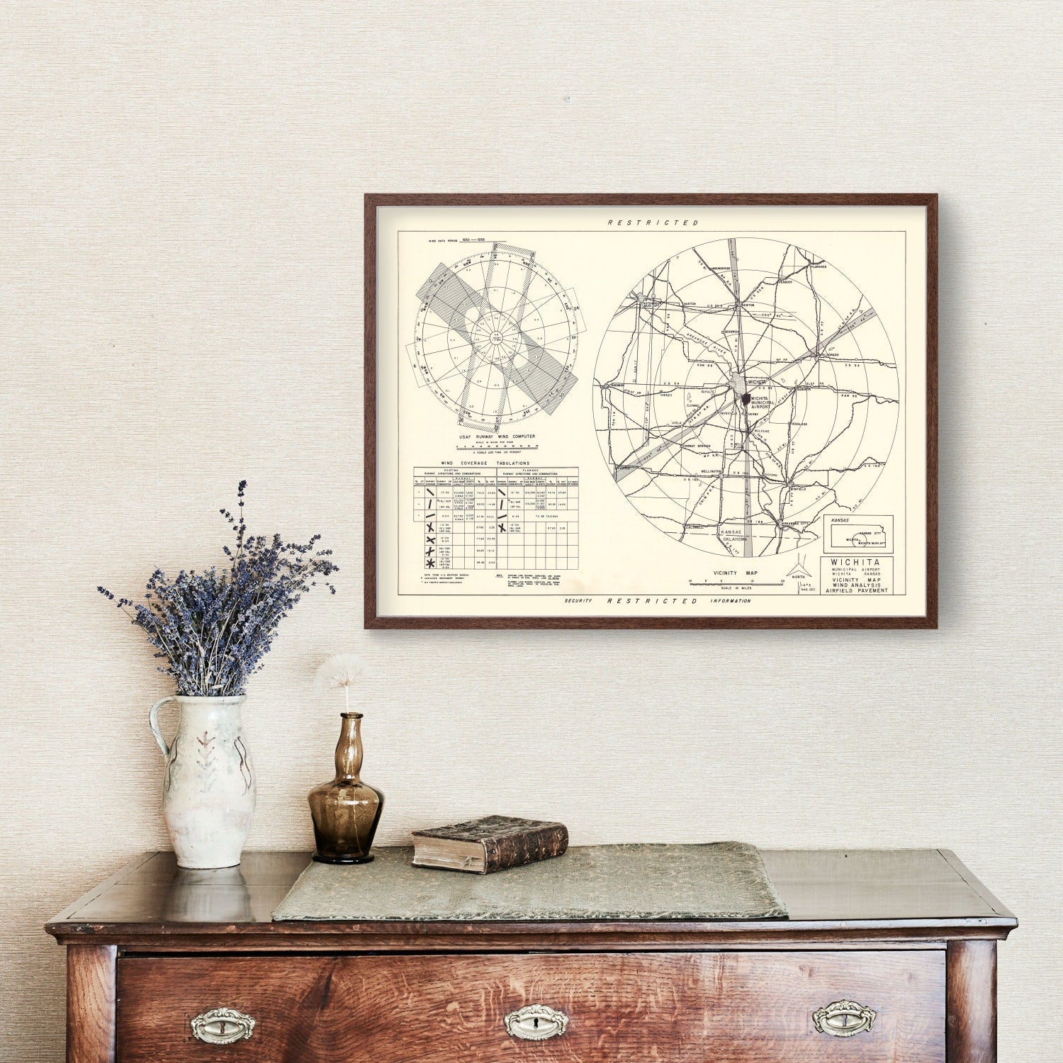 Vintage Map of the Wichita Municipal Airport Vicinity, 1952