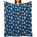Blue And White Aeroplanes Silhouette Pattern Throw Blanket