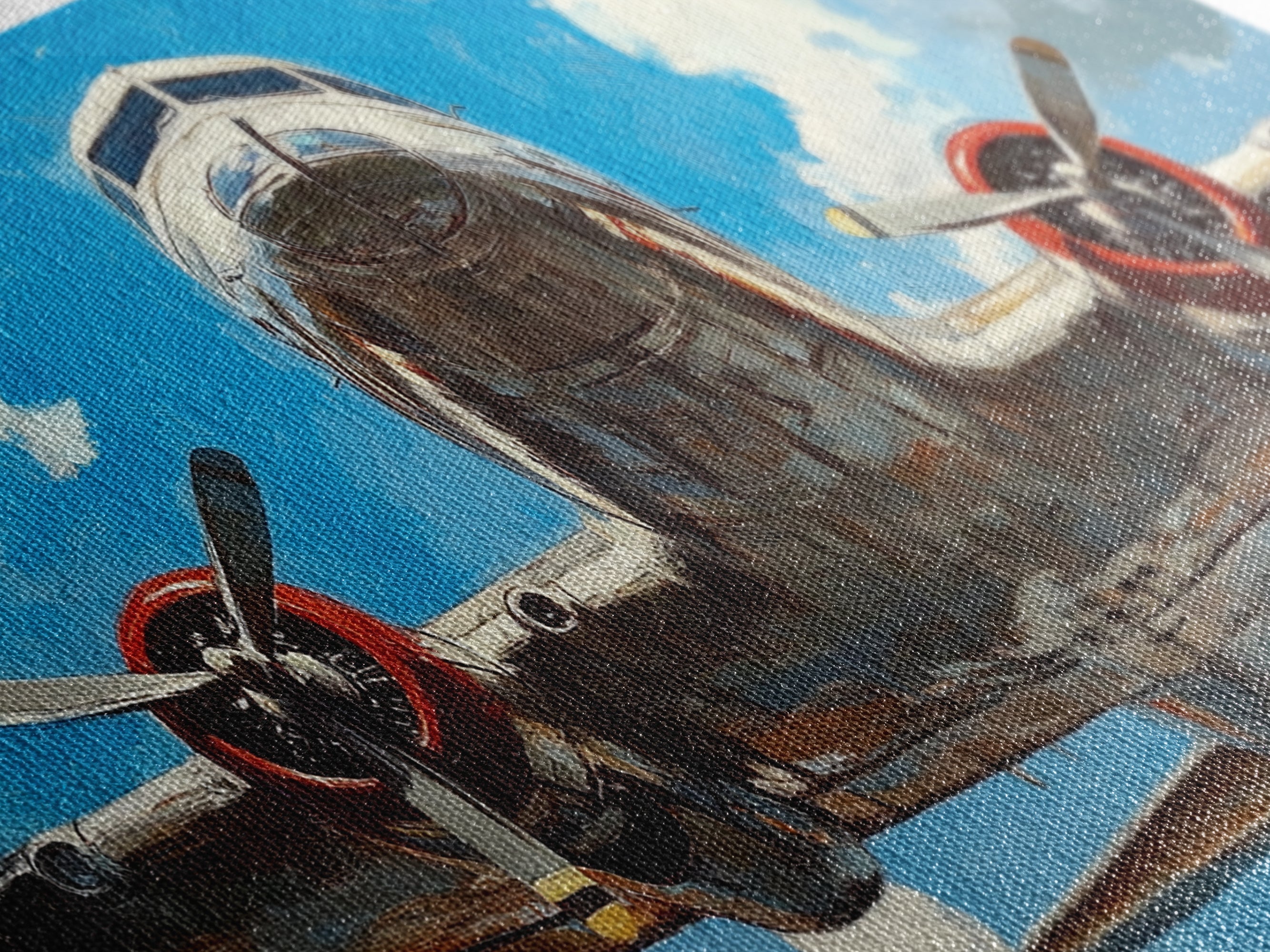 Vintage Airplane Oil Painting Canvas Print - Office Wall Art - Man Cave Art - Dad Gift - Gift For Him - Retired Pilot Gift - Pilot Home Decor