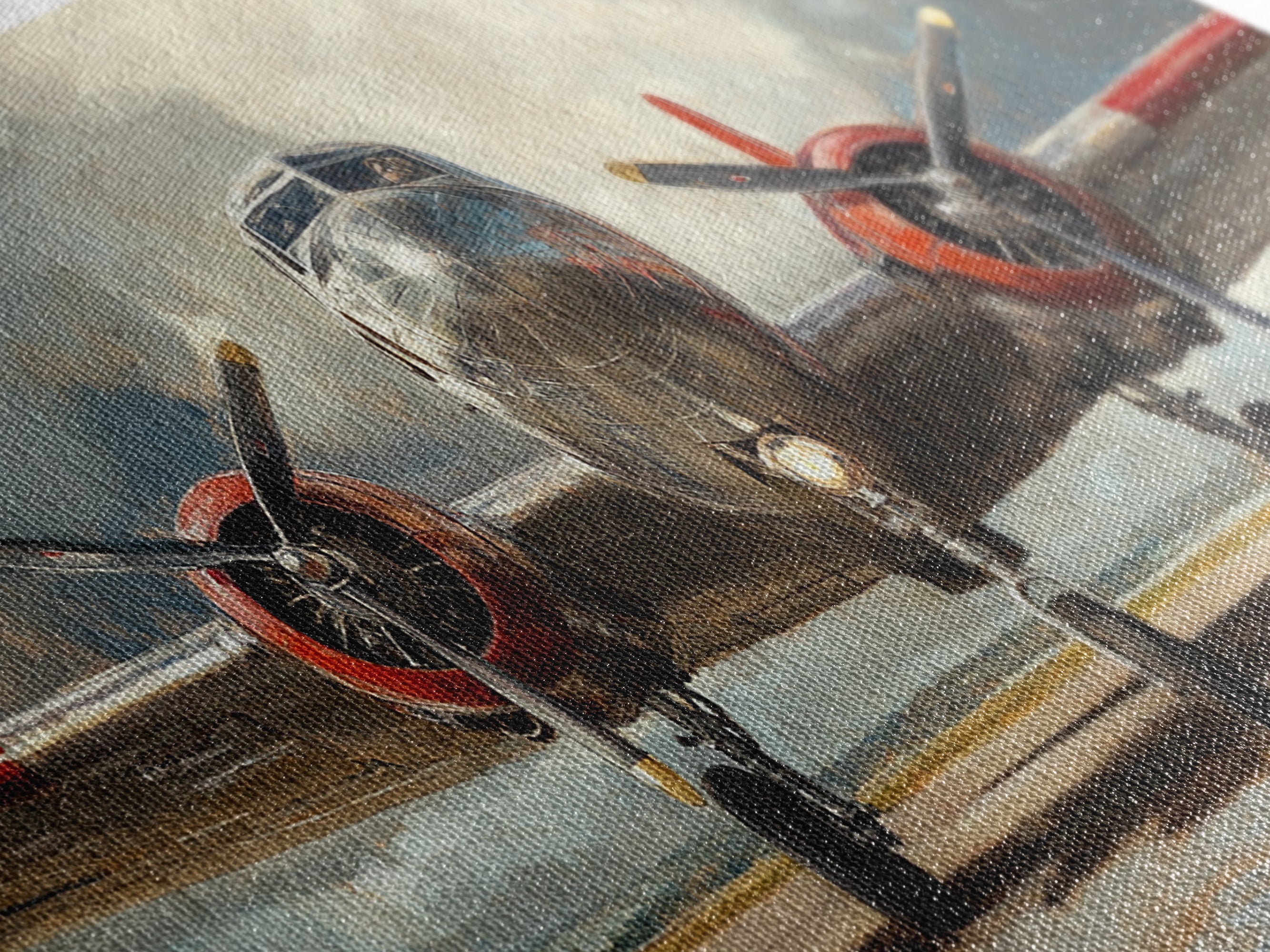 Home Decor Gift Idea For Pilot, Airplane Enthusiast, Framed Canvas Print, Oil Painting Of a Vintage Airplane, Office Home Decor, Gift For Him