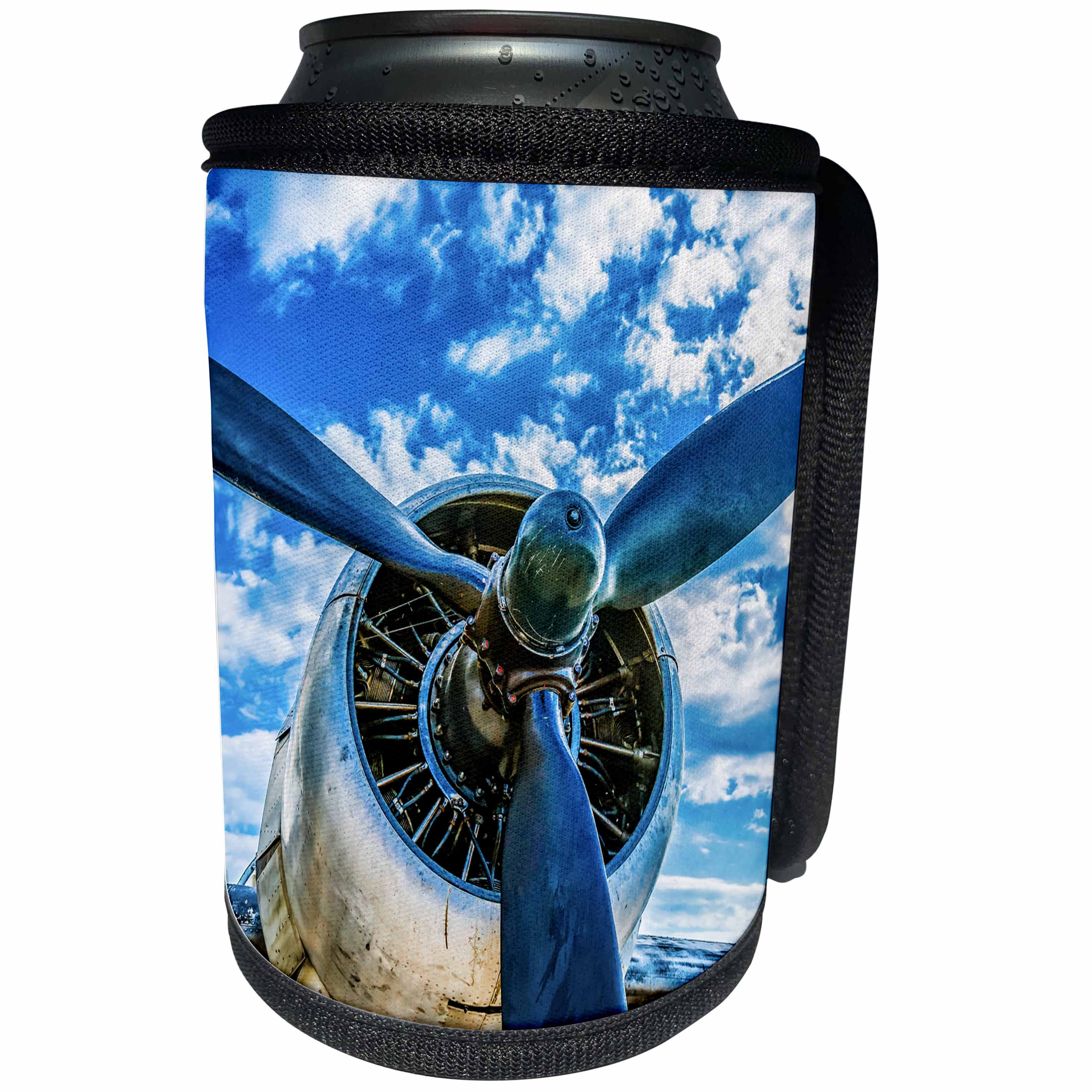 3dRose Alexis Photography - Transport Air - Abstracts of aviation - Piston engine of a vintage aircraft, blue sky - Can Cooler Bottle Wrap (cc_271980)