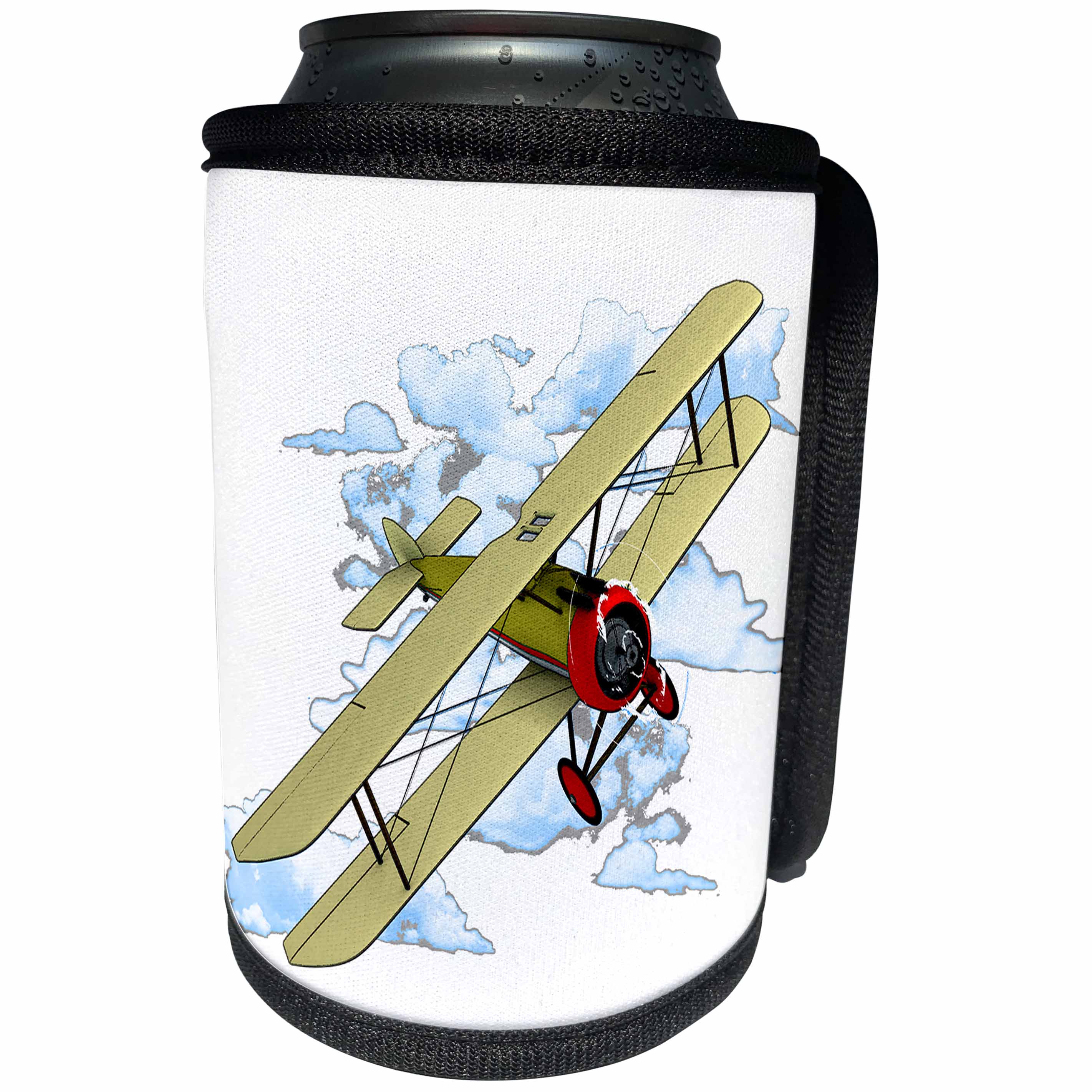 3dRose MacDonald Creative Studios – Aviation - Classic vintage biplane for any aviator and pilot. - Can Cooler Bottle Wrap (cc_291848)