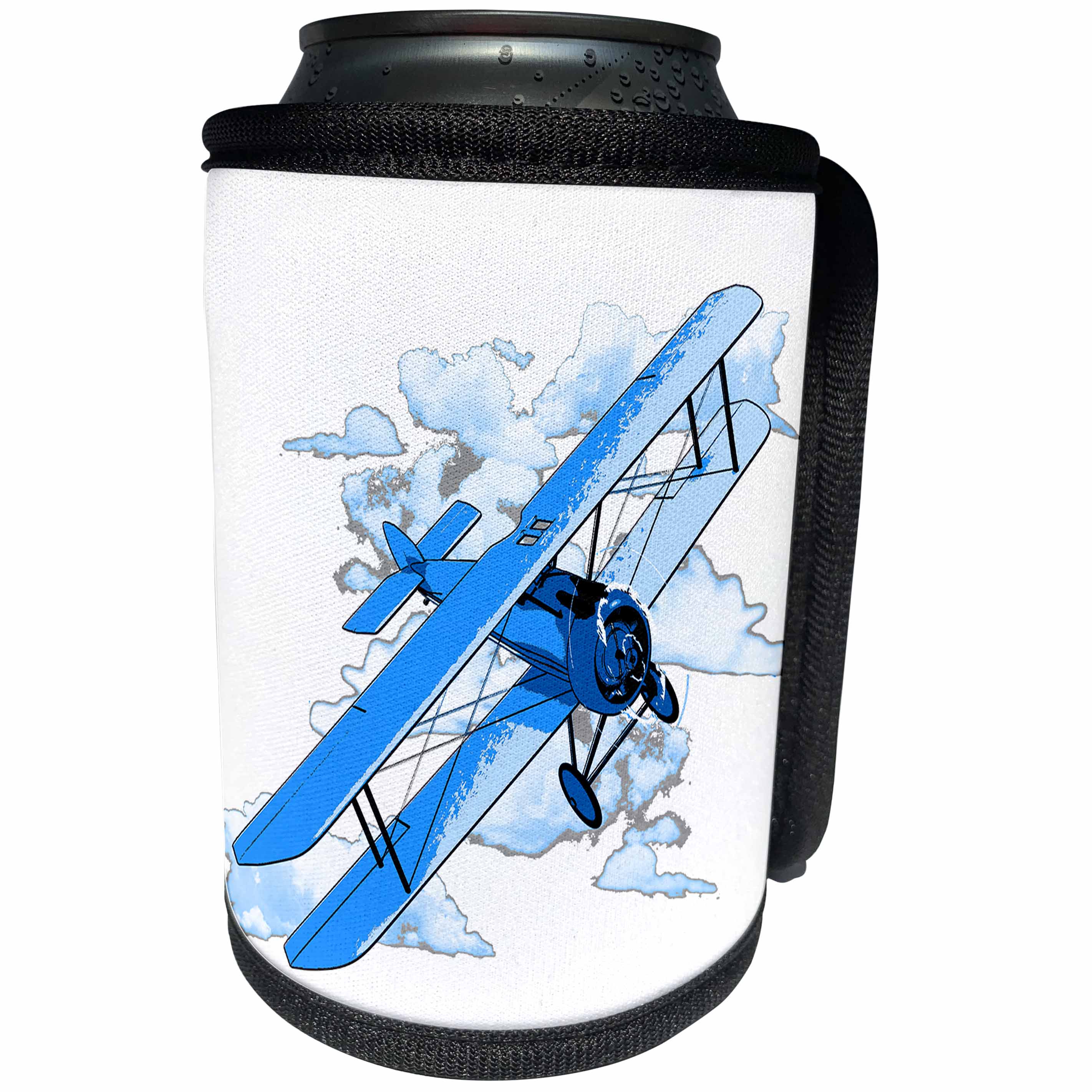 3dRose MacDonald Creative Studios – Aviation - Classic vintage biplane for any aviator and pilot. - Can Cooler Bottle Wrap (cc_295343)