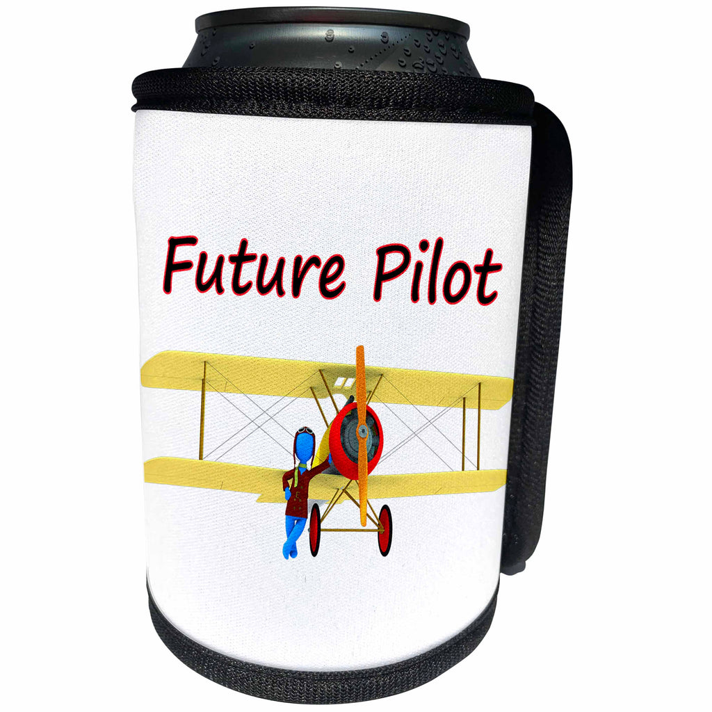 3dRose MacDonald Creative Studios – Aviation - A cute Future Pilot for any kid who dreams of flying airplanes. - Can Cooler Bottle Wrap (cc_299207)