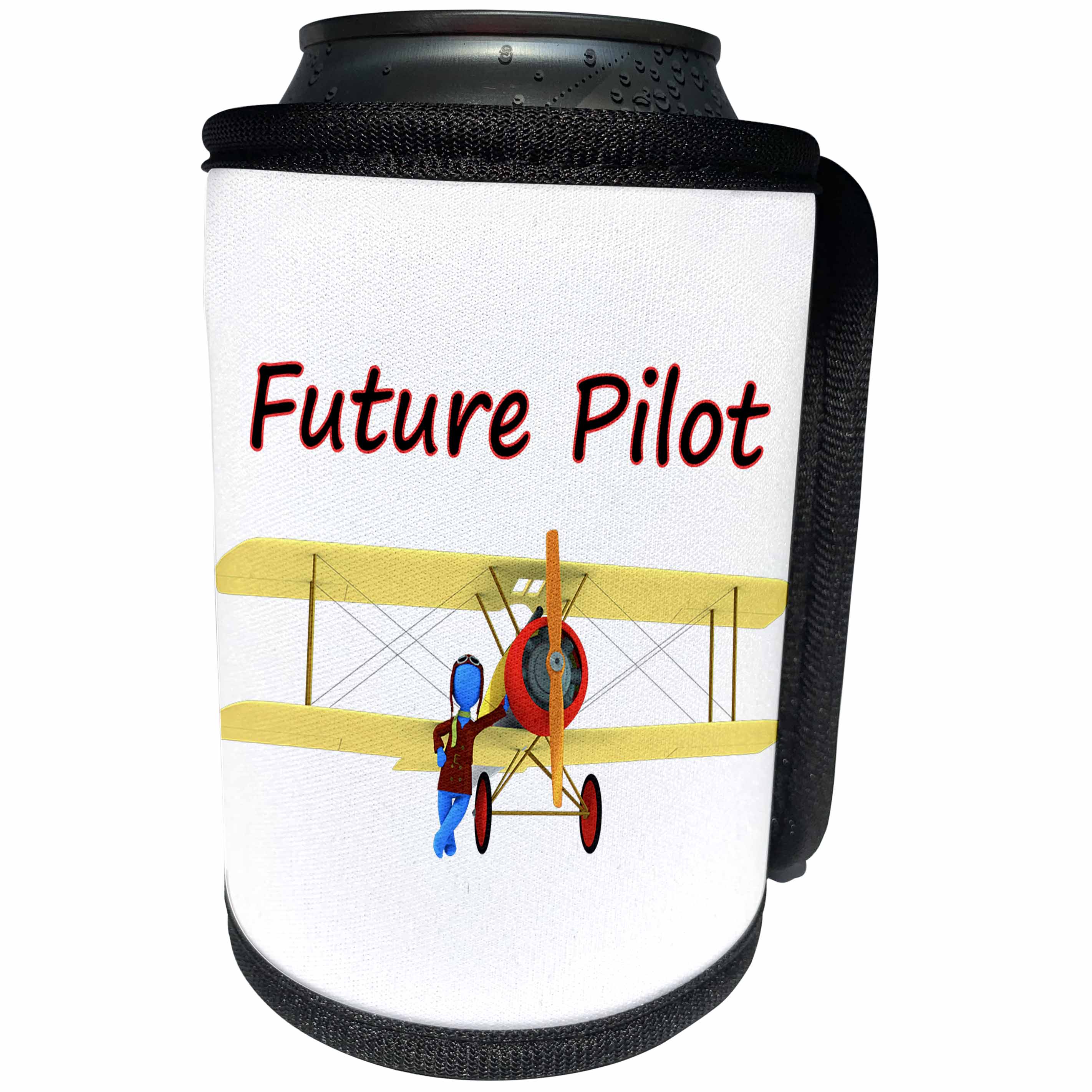 3dRose MacDonald Creative Studios – Aviation - A cute Future Pilot for any kid who dreams of flying airplanes. - Can Cooler Bottle Wrap (cc_299207)