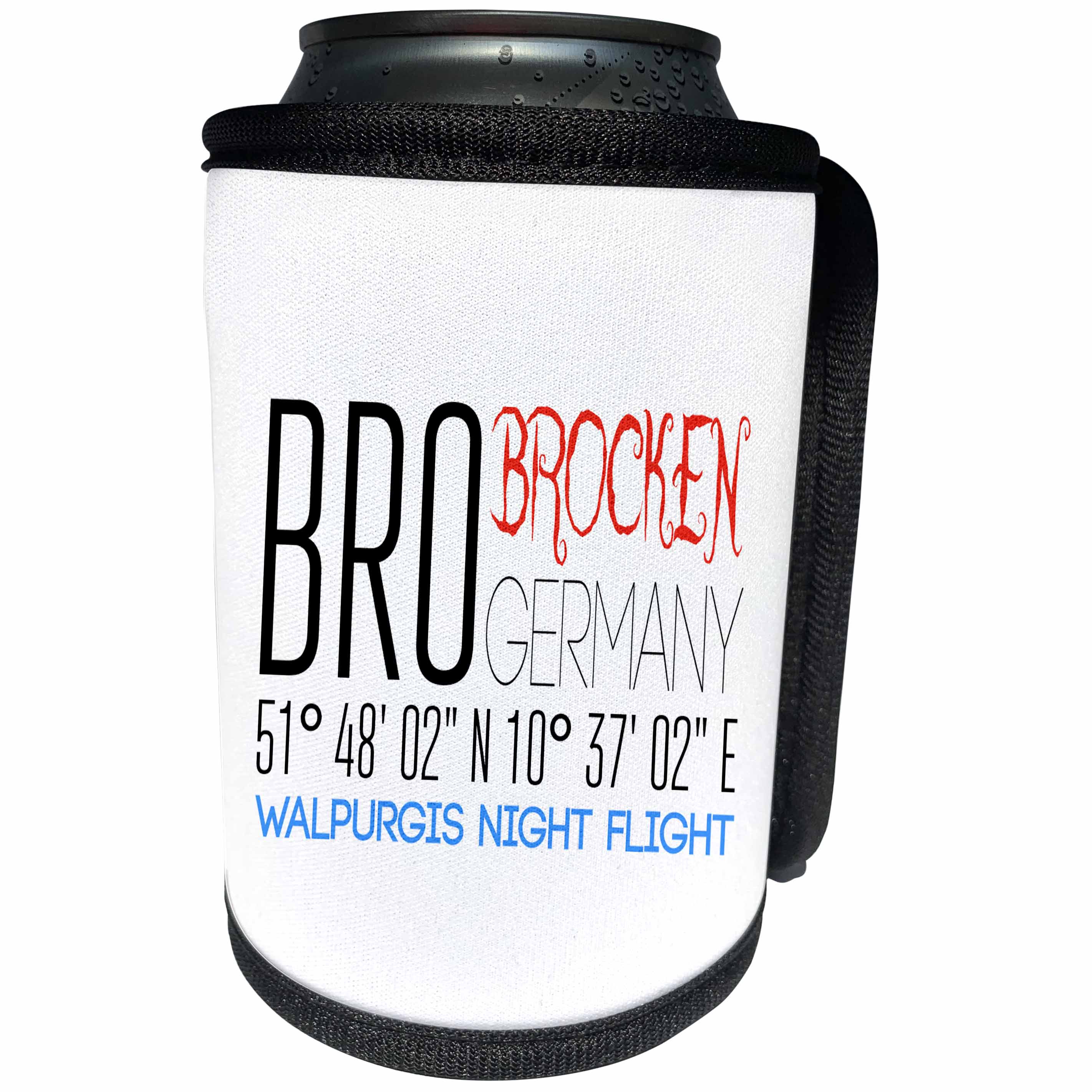 3dRose Alexis Design - Funny Witch - Brocken mountain codes. Walpurgis night flight funny aviation gift - Can Cooler Bottle Wrap (cc_320340)