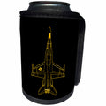 3dRose Alexis Design - Aviation - Line image of F-18 fighter plane. Air force might. Yellow on black - Can Cooler Bottle Wrap (cc_323642)