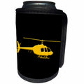 3dRose Alexis Design - Aviation - Silhouette image of a helicopter. Business flight. Yellow on black - Can Cooler Bottle Wrap (cc_323644)