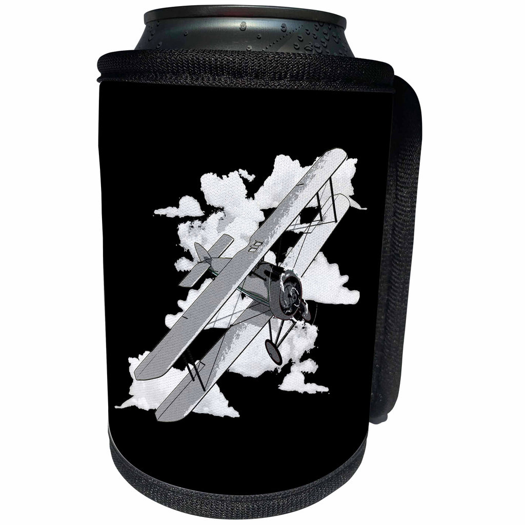 3dRose A biplane aviation graphic if you love flying and old... - Can Cooler Bottle Wrap (cc_351836)