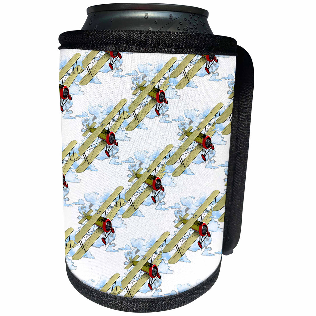 3dRose A biplane aviation pattern for those who love flying... - Can Cooler Bottle Wrap (cc_351837)