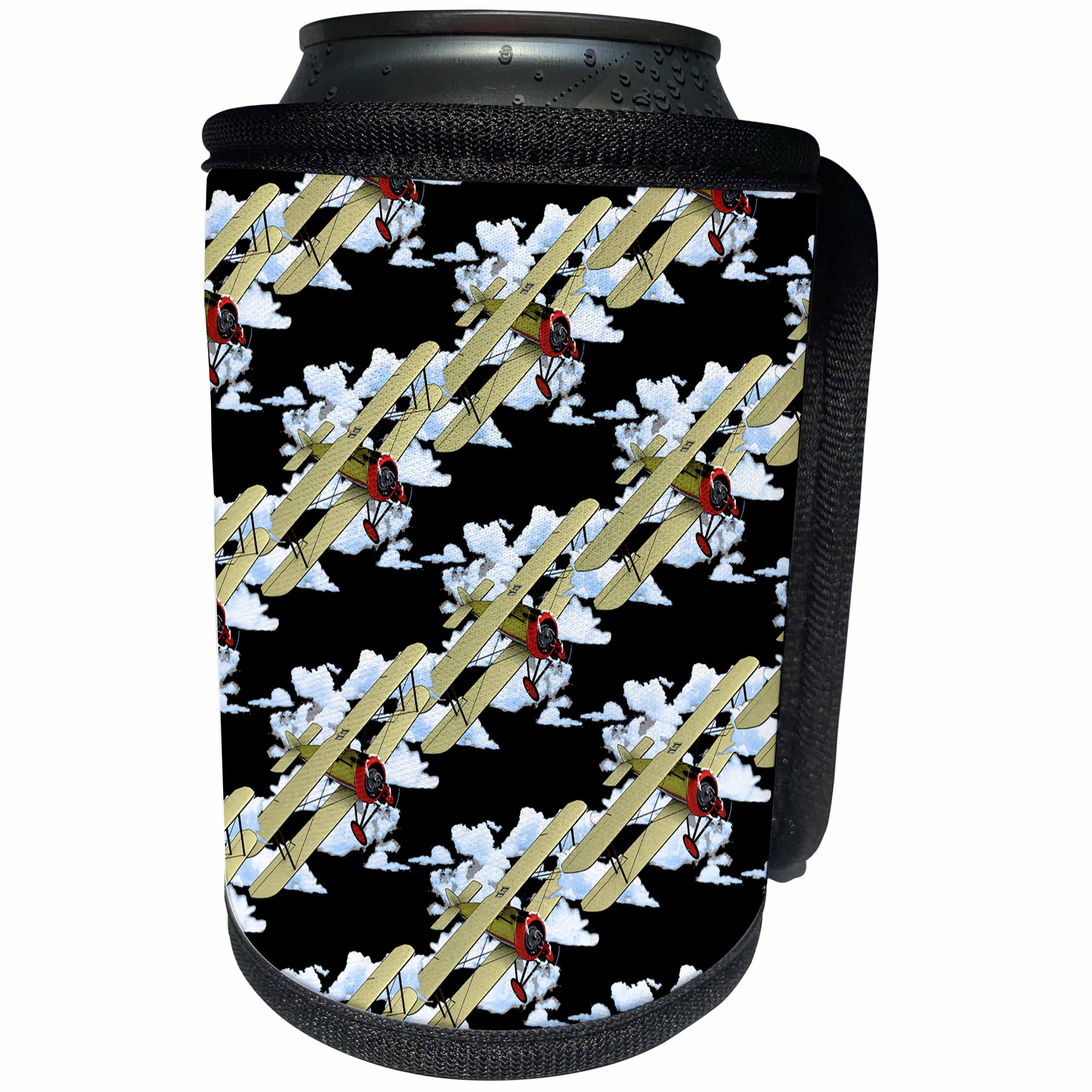 3dRose A cool biplane aviation pattern if you love to fly old... - Can Cooler Bottle Wrap (cc_351838)
