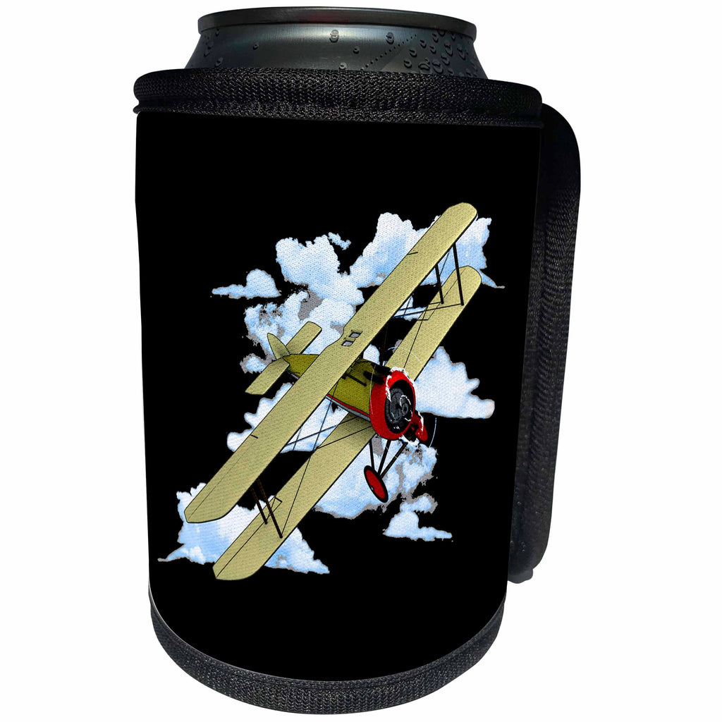 3dRose A vintage antique biplane aviation graphic for pilots. - Can Cooler Bottle Wrap (cc_351839)