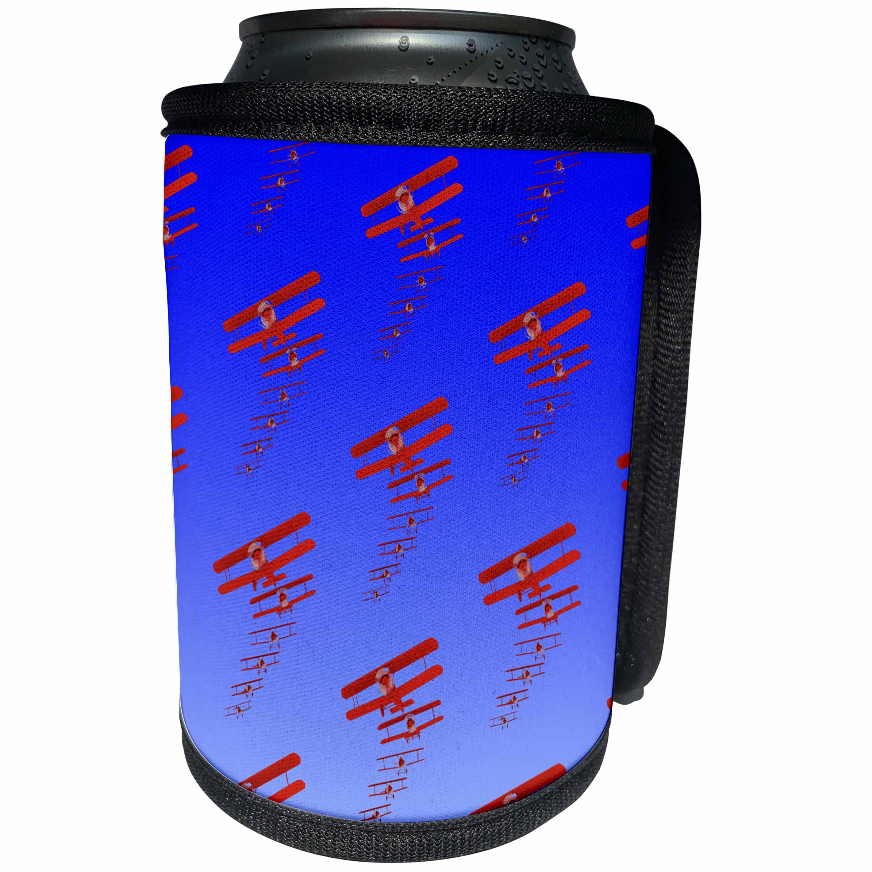 3dRose A pattern of modern aviation art of classic biplanes. - Can Cooler Bottle Wrap (cc_351844)