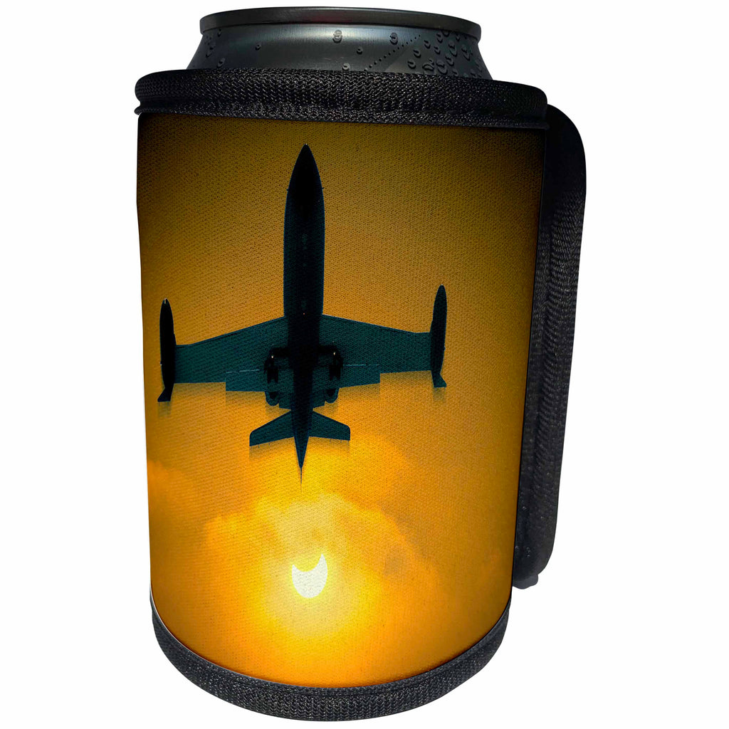 3dRose Chris Lord Aviation - Jet Plane Eclipse Sun Moon - Can Cooler Bottle Wrap (cc_55925)