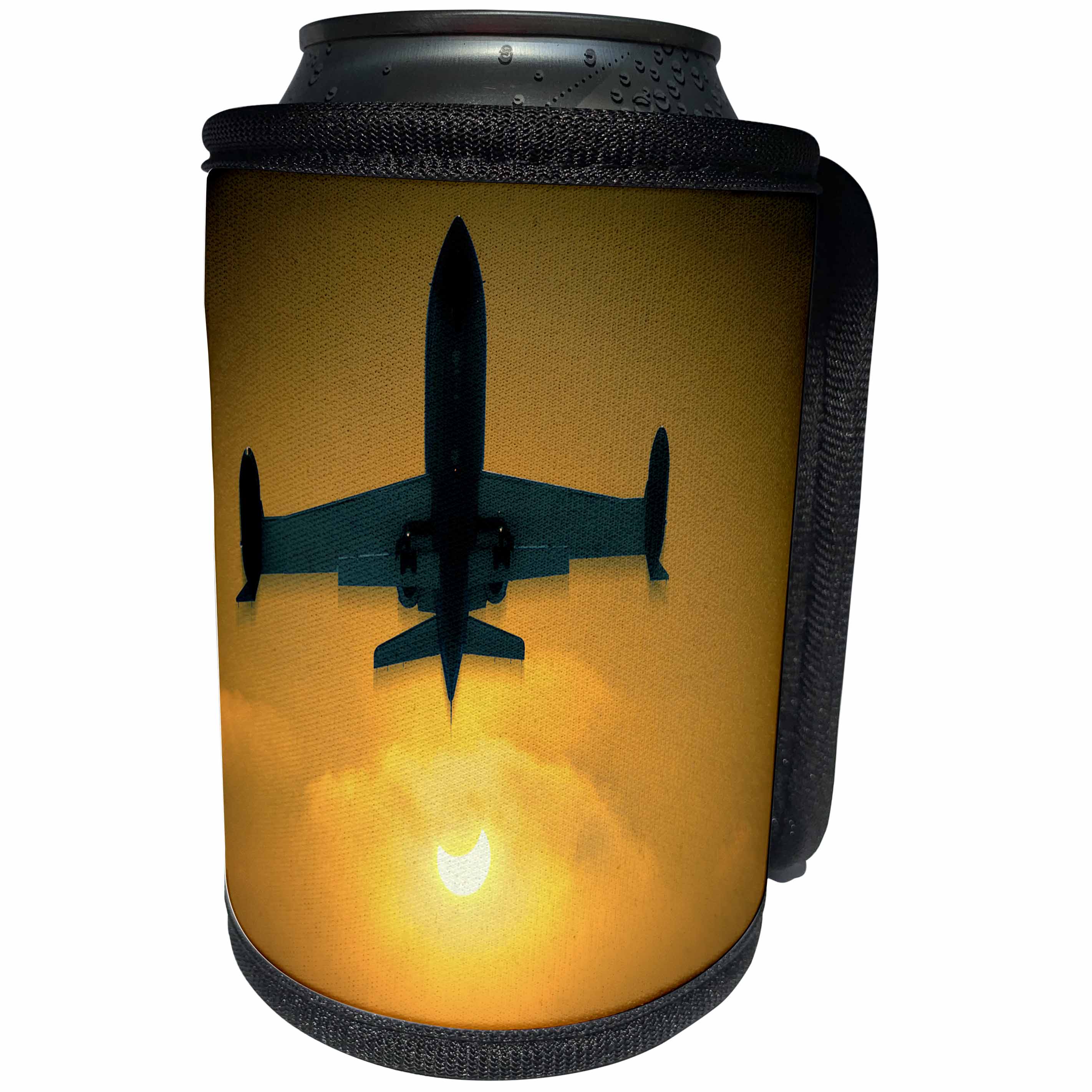 3dRose Chris Lord Aviation - Jet Plane Eclipse Sun Moon - Can Cooler Bottle Wrap (cc_55925)