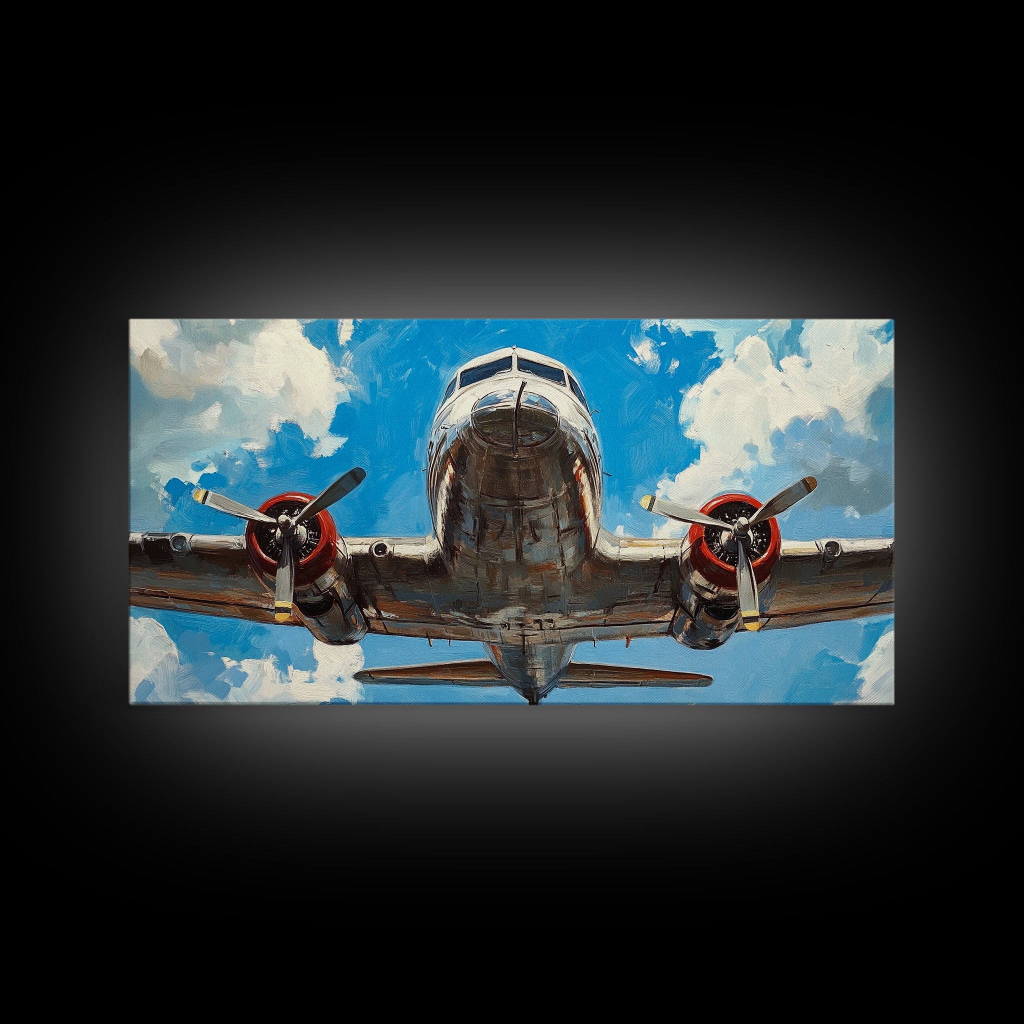 Vintage Airplane Oil Painting Canvas Print - Office Wall Art - Man Cave Art - Dad Gift - Gift For Him - Retired Pilot Gift - Pilot Home Decor
