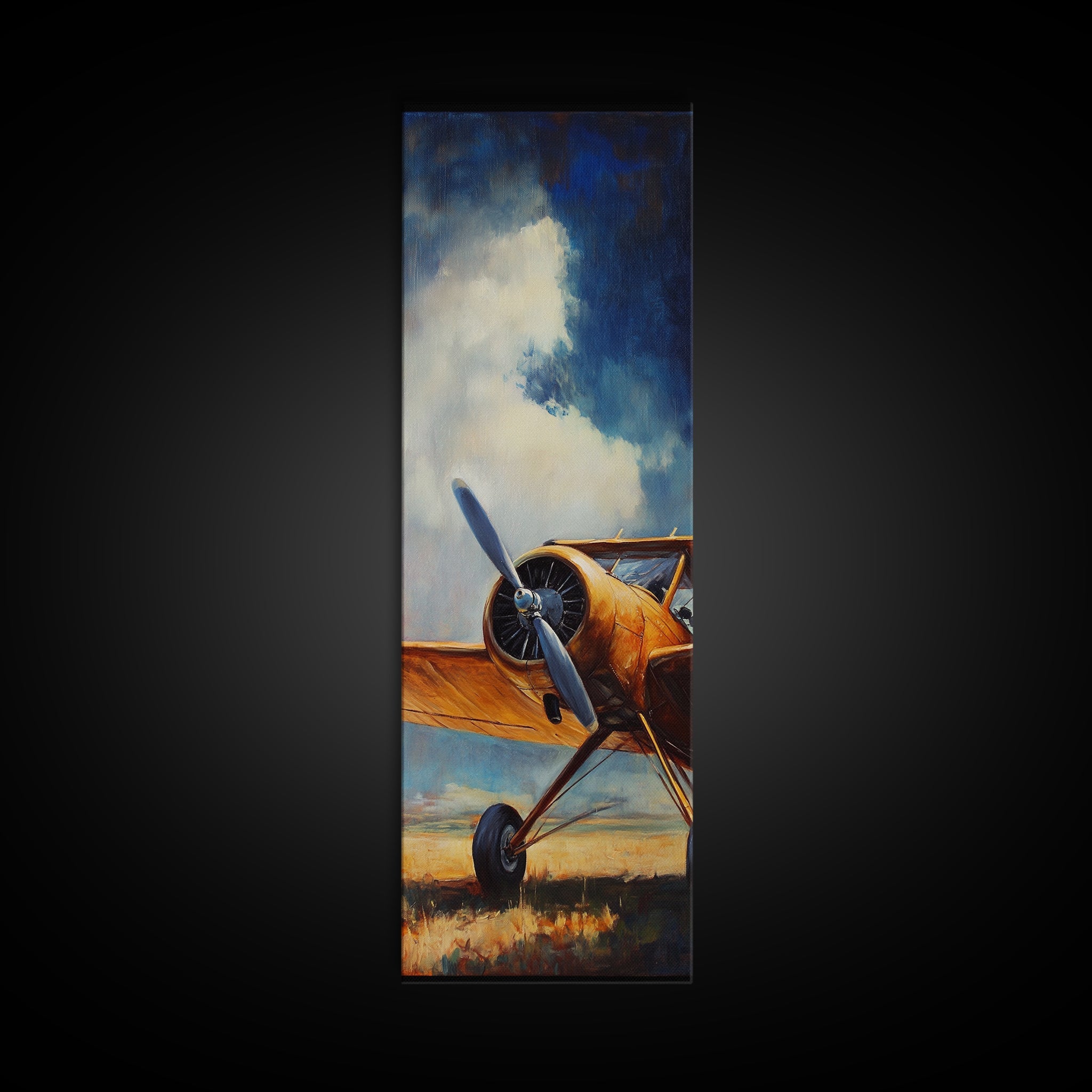 Vintage Yellow Airplane Canvas Print Airplane Painting Nautical Decor Coastal Wall Art Gift Idea Aviation Enthusiasts