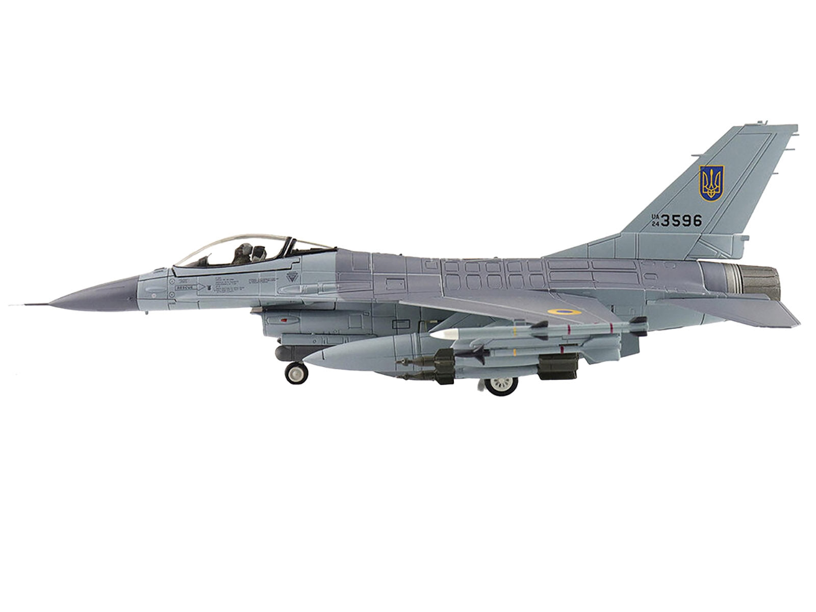 Lockheed F-16AM Fighting Falcon Fighter Aircraft "UA24-3596 Pylon Integrated Dispenser System Plus" (2024) Ukrainian Air Force "Air Power Series" 1/72 Diecast Model by Hobby Master