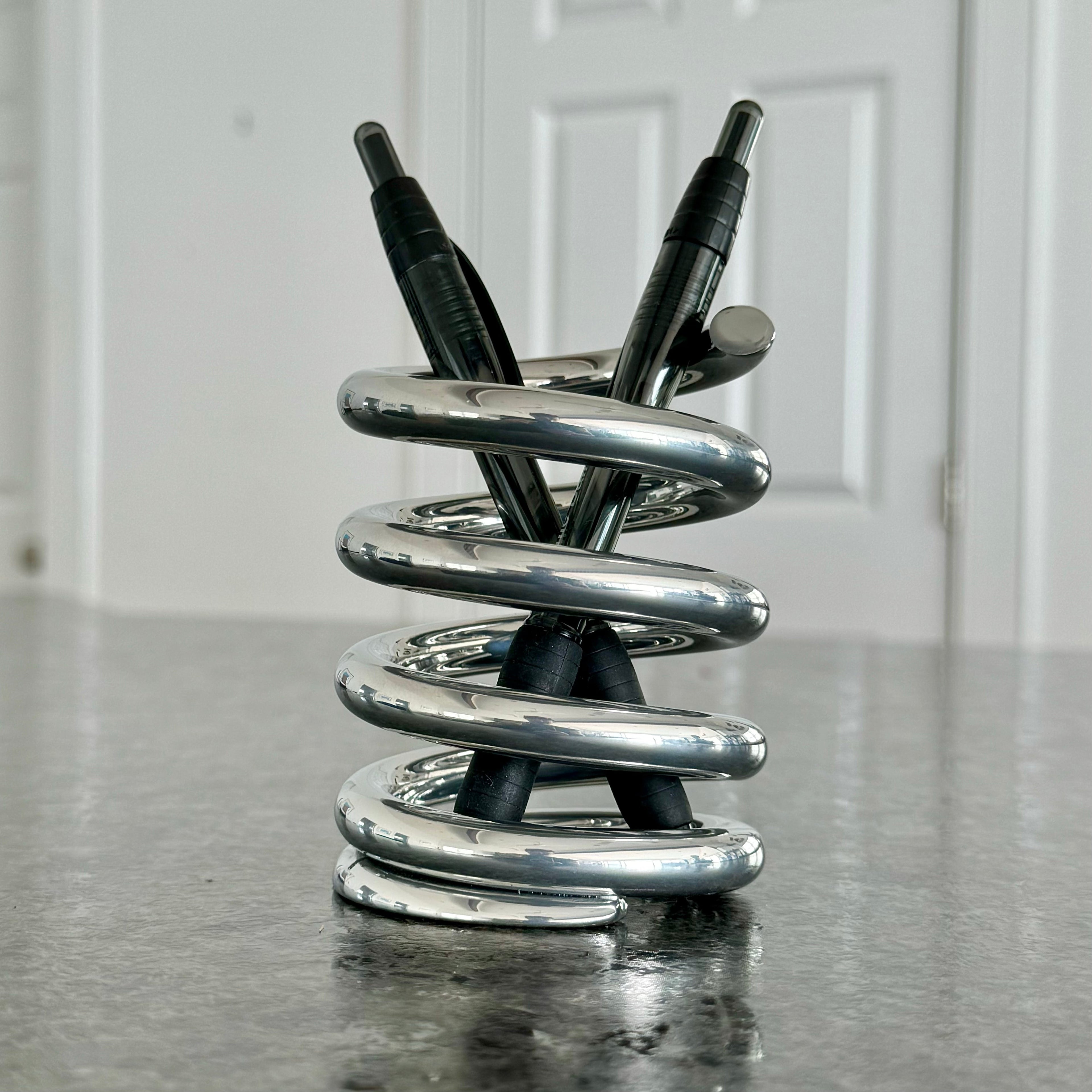 Spring Powder Coated Aviation Art Modern Mid Century Pencil Pen Holder (3-3/4 Inches)