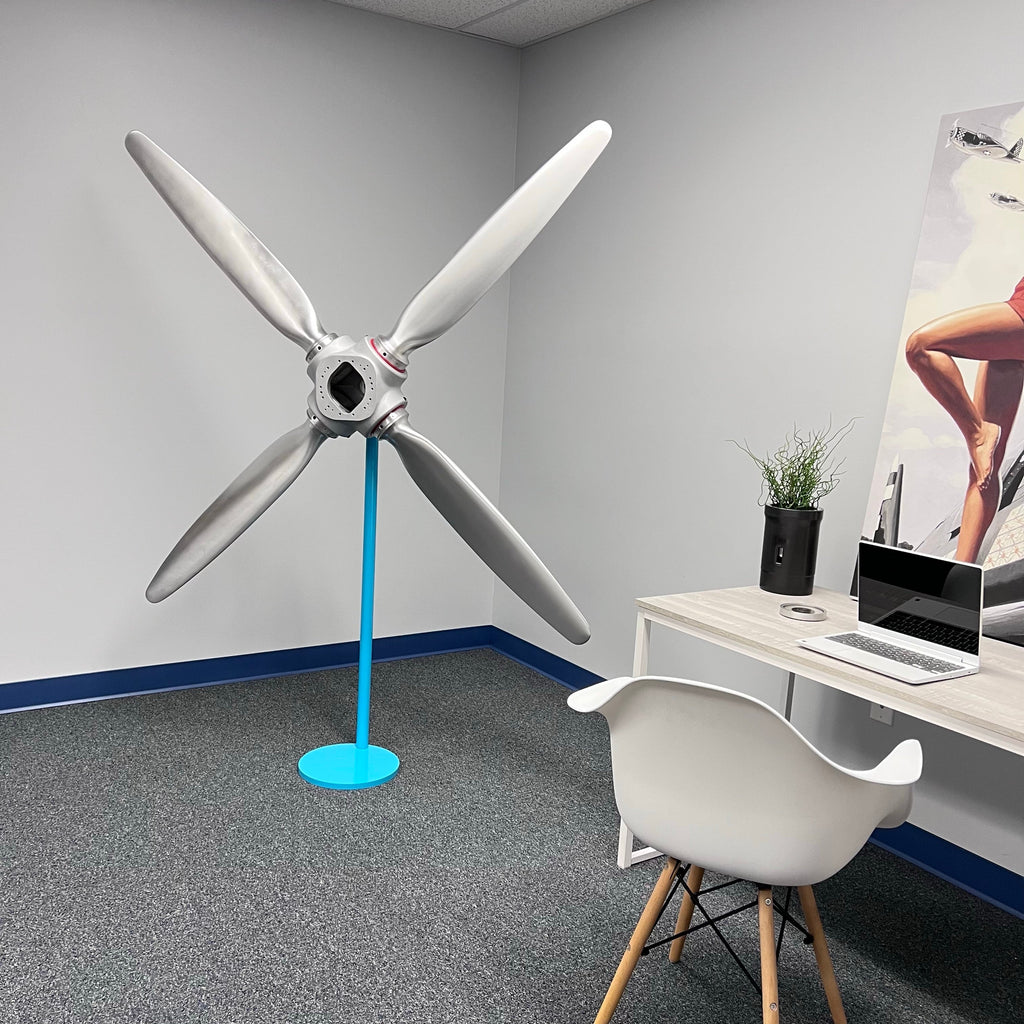 4-Bladed McCauley Cessna 78" Brushed Aluminum Airplane Propeller Metal Wall Display