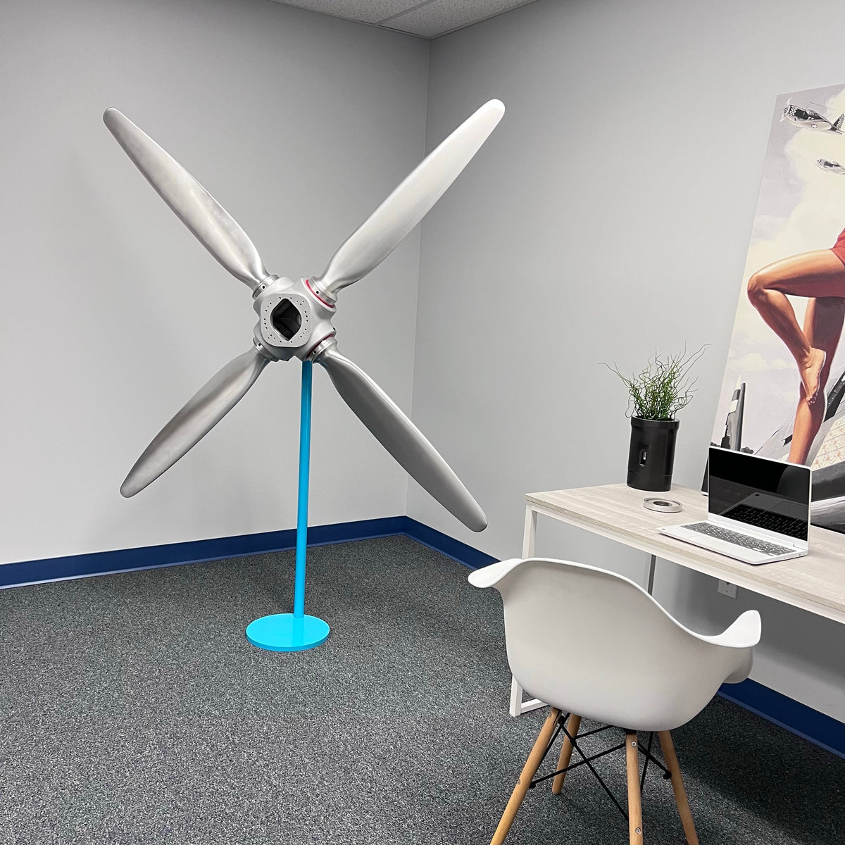 4-Bladed McCauley Cessna 78" Brushed Aluminum Airplane Propeller Metal Wall Display