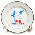 3dRose Alexis Design - Aviation - White star, bold eagle, military aircraft, Air Superiority on white - Plates
