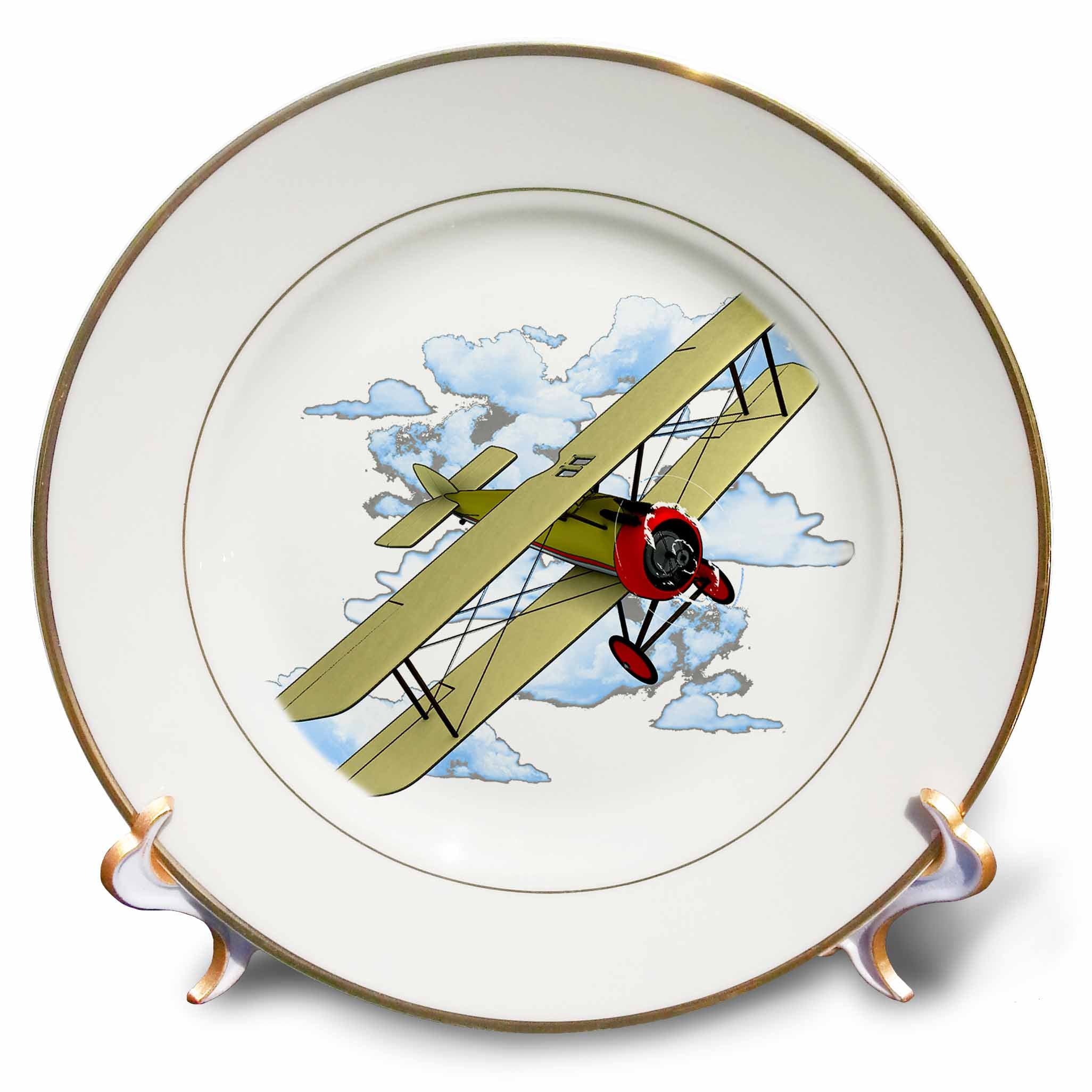 3dRose MacDonald Creative Studios – Aviation - Classic vintage biplane for any aviator and pilot. - Plates (cp_291848)