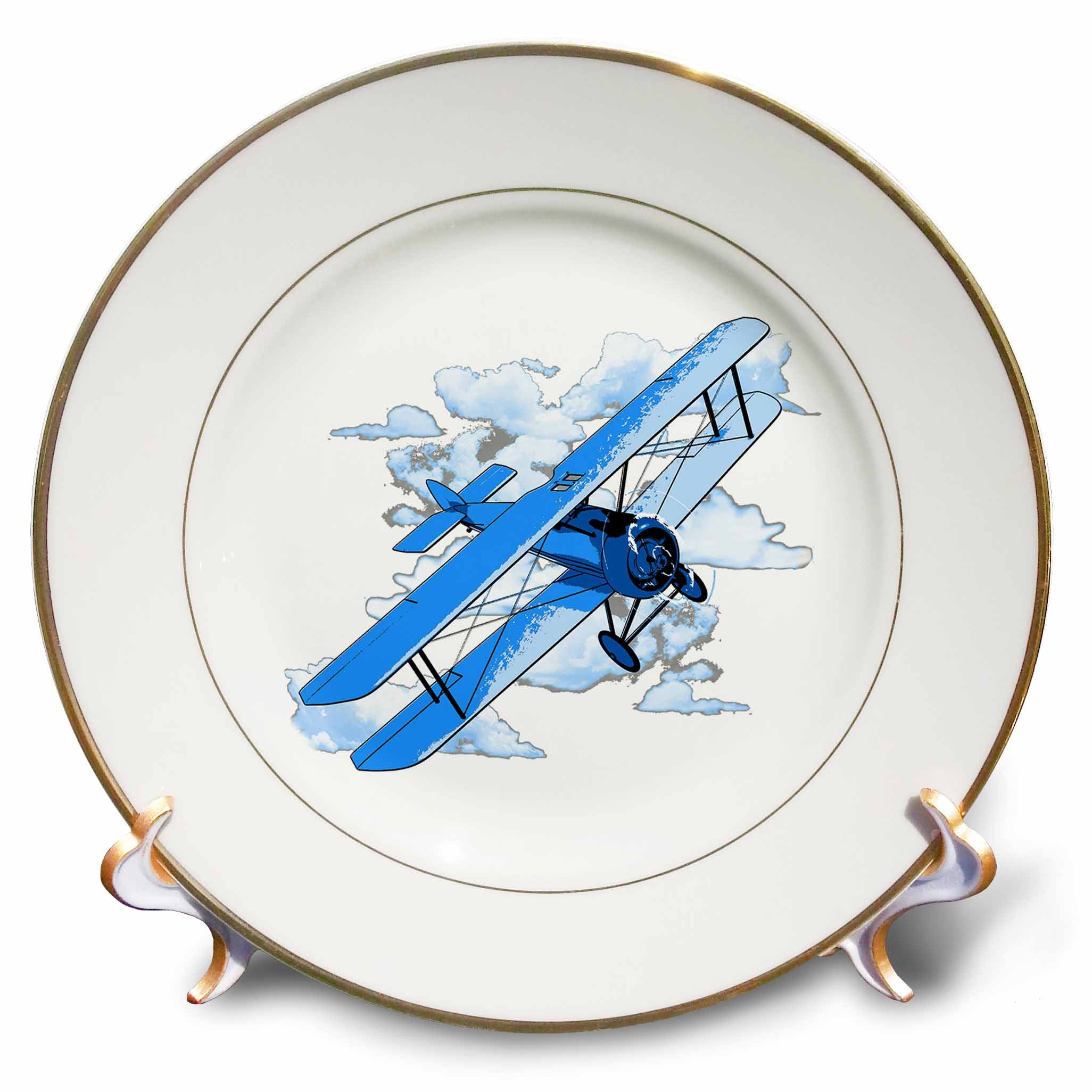 3dRose MacDonald Creative Studios – Aviation - Classic vintage biplane for any aviator and pilot. - Plates