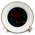 3dRose Alexis Design - Aviation - Colorful Silhouettes of Fighter Planes on Black. White Stars - Plates