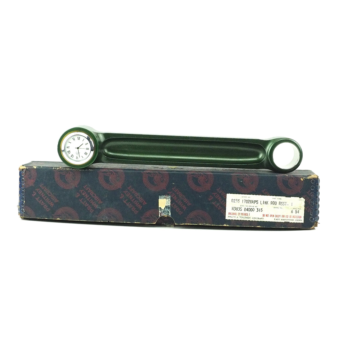 Pratt & Whitney 1950's R-1830 Twin Wasp DC-3 Wildcat B-24 Airplane Engine Link Arm Desk Clock