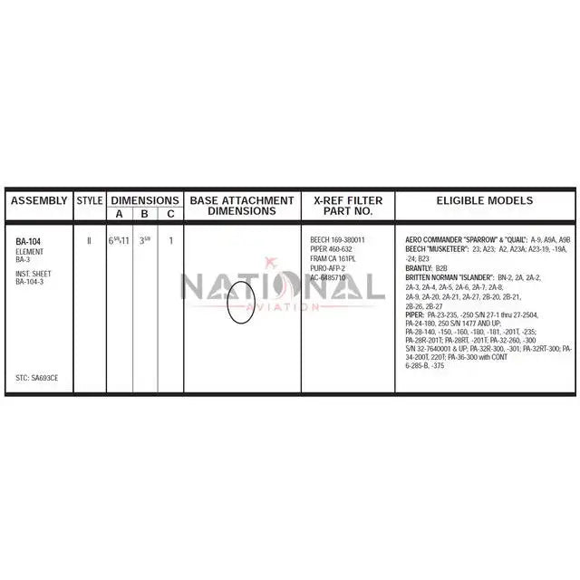 Brackett Aero Filters FAA-STC'd Air Filter Assembly – BA-104