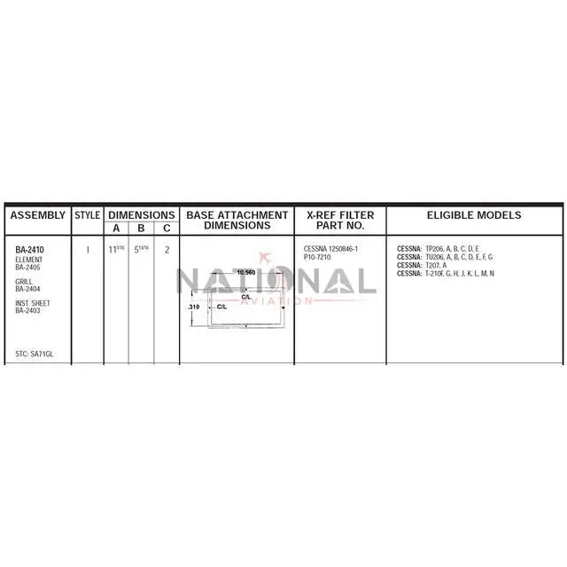 Brackett Aero Filters Filter Element Assembly Fits – BA-24