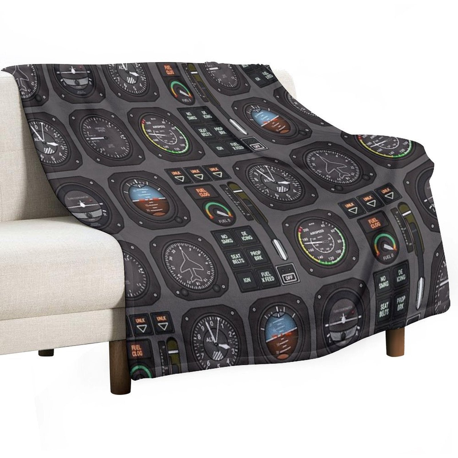 Pilot Flight Instruments Throw Blanket