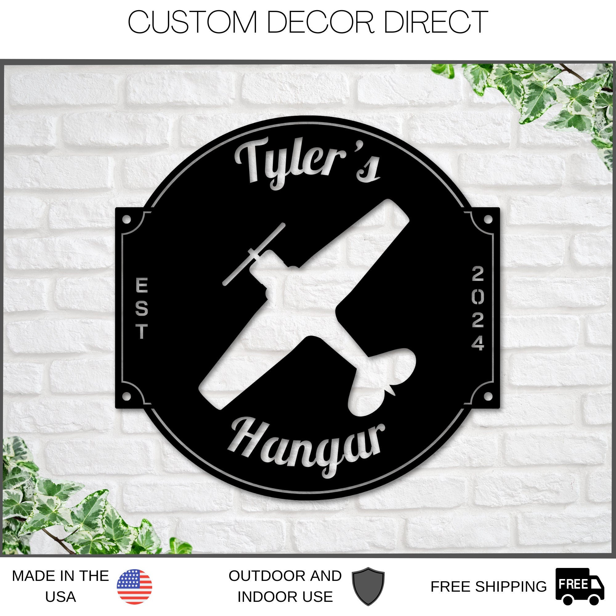 Airplane Sign, Personalized Pilot Name Sign, Custom Aviation Lover, Airplane Hangar Sign, Man Cave Sign, Airplane Sign, Personalized Plane