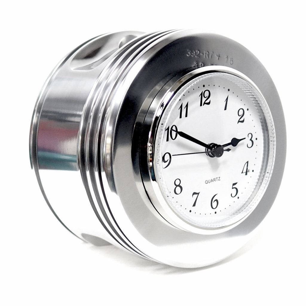 J-Cobs WWII Boeing Stearman Warbird Radial Engine Piston Mirror Polished Desk Clock